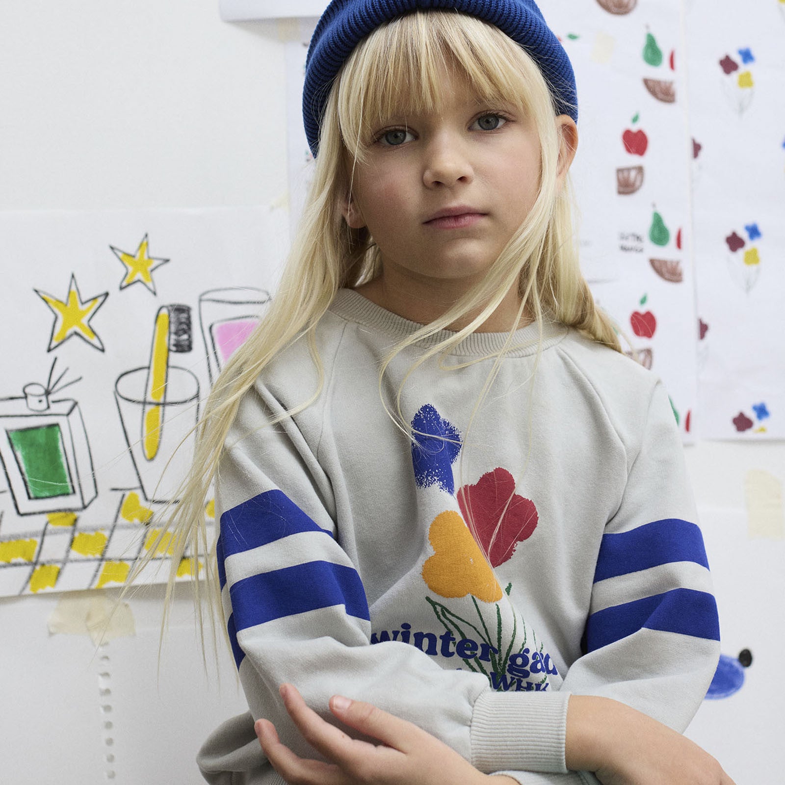 Winter Garden Stripes Pearl Gray sweatshirt