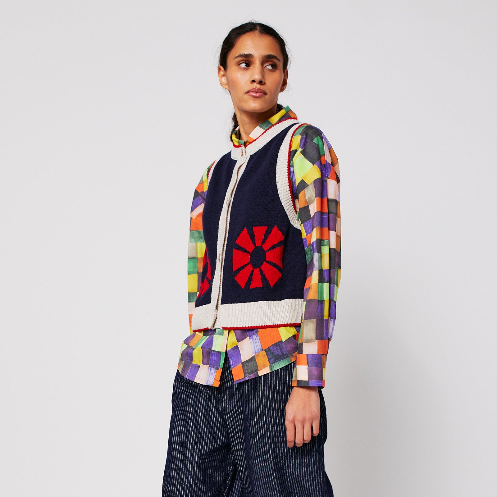 Gilet adulte Flower Navy Blue