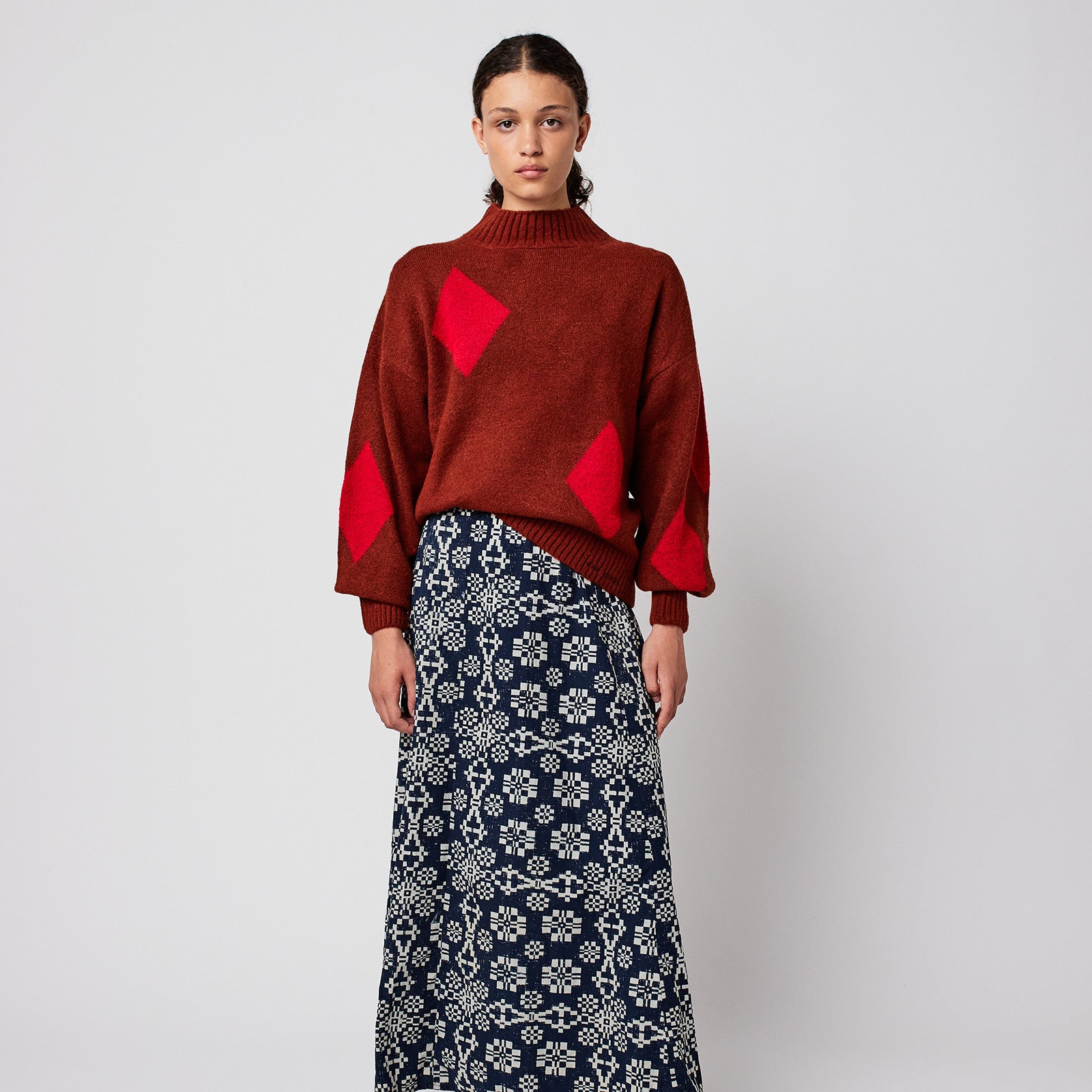 Adult Strickpullover Diamond Card Brown