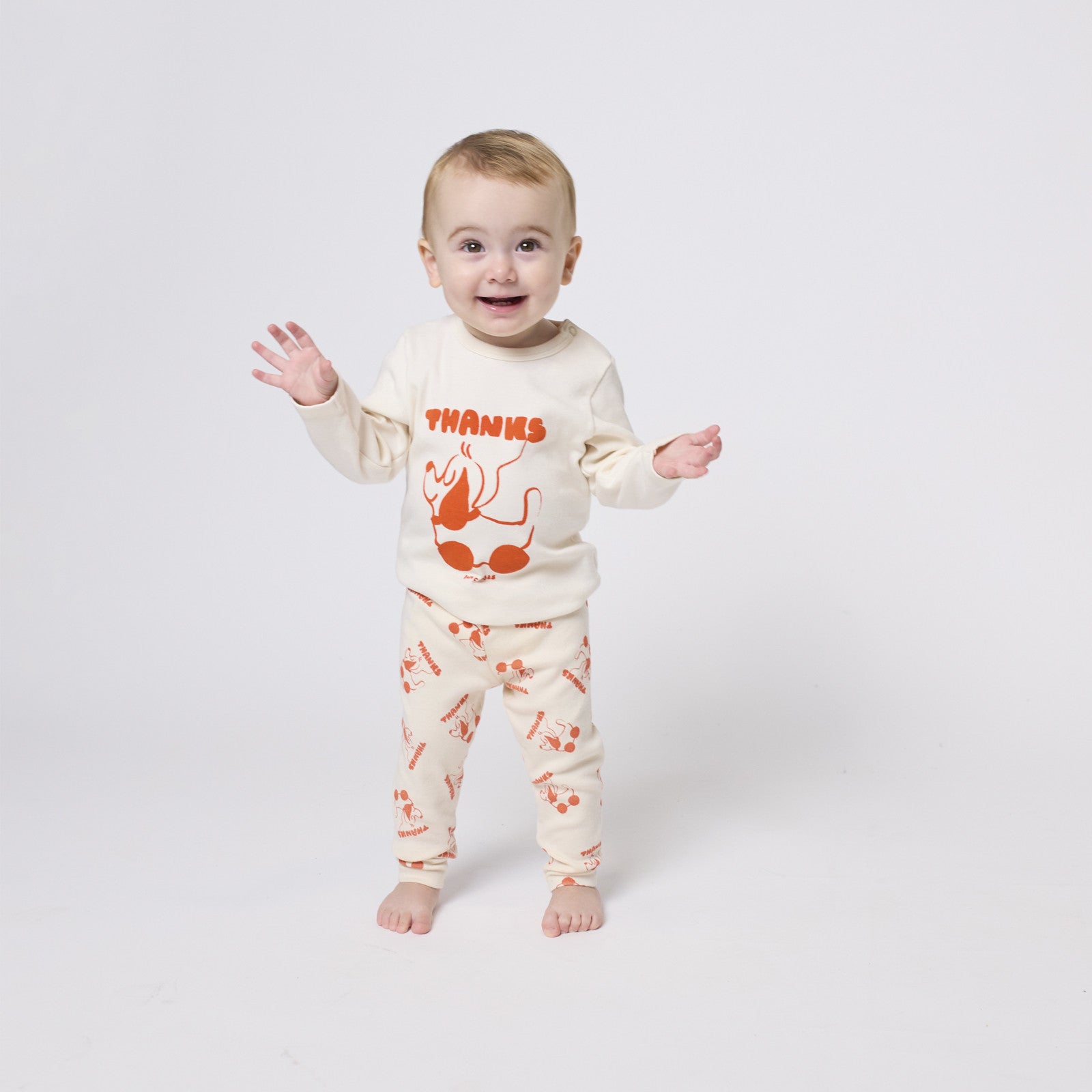 Tee shirt manches longues bébé Rolling Dog Offwhite