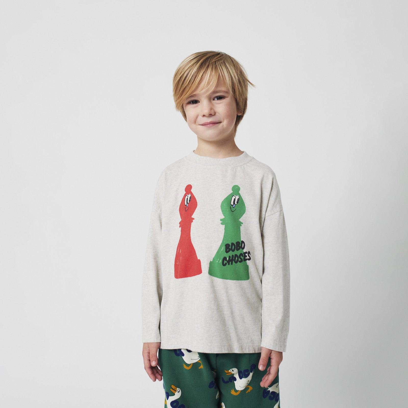 Langarmshirt Checkmate Light Heather Grey