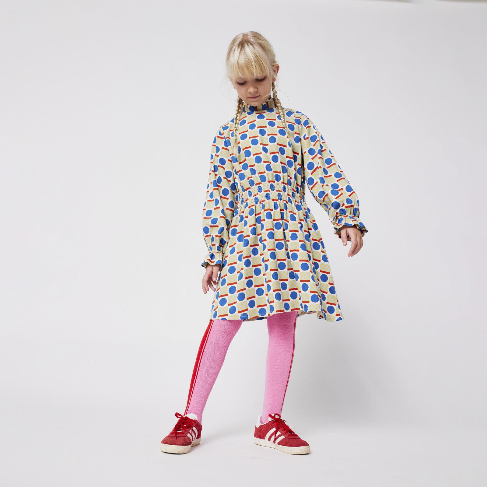 Kleid Geometric Scacs Offwhite