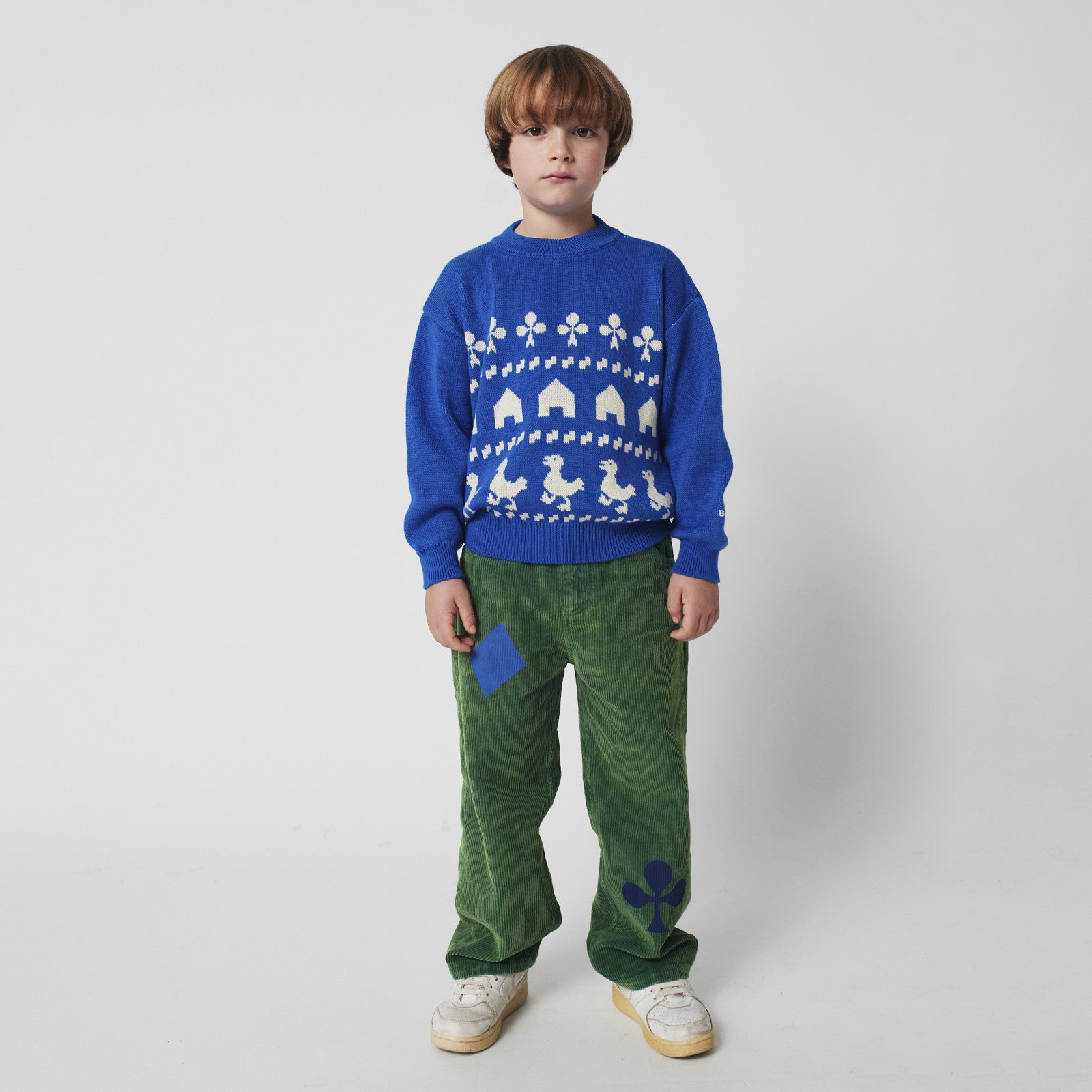 Pull Ferme Jacquard Bleu