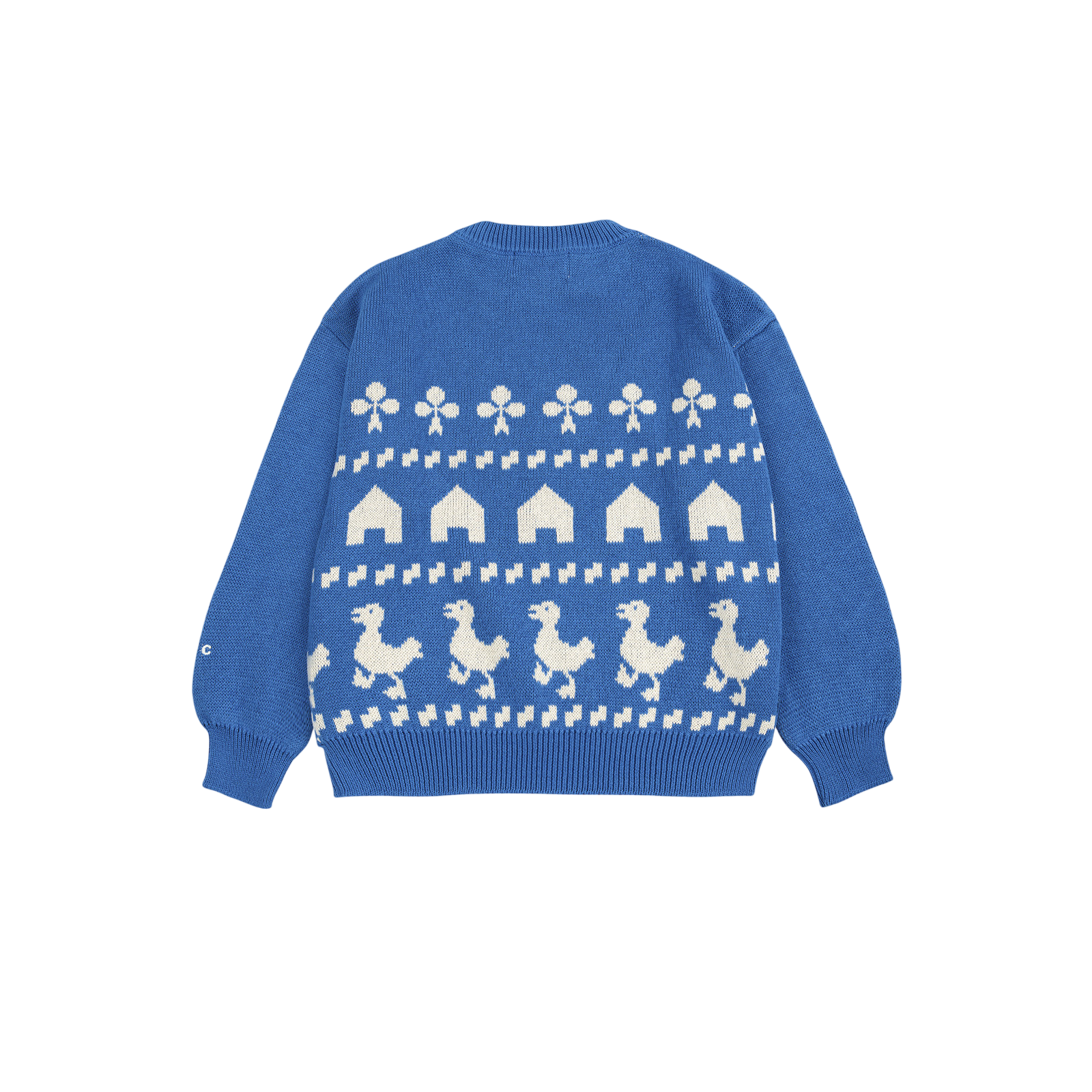 Pull Ferme Jacquard Bleu