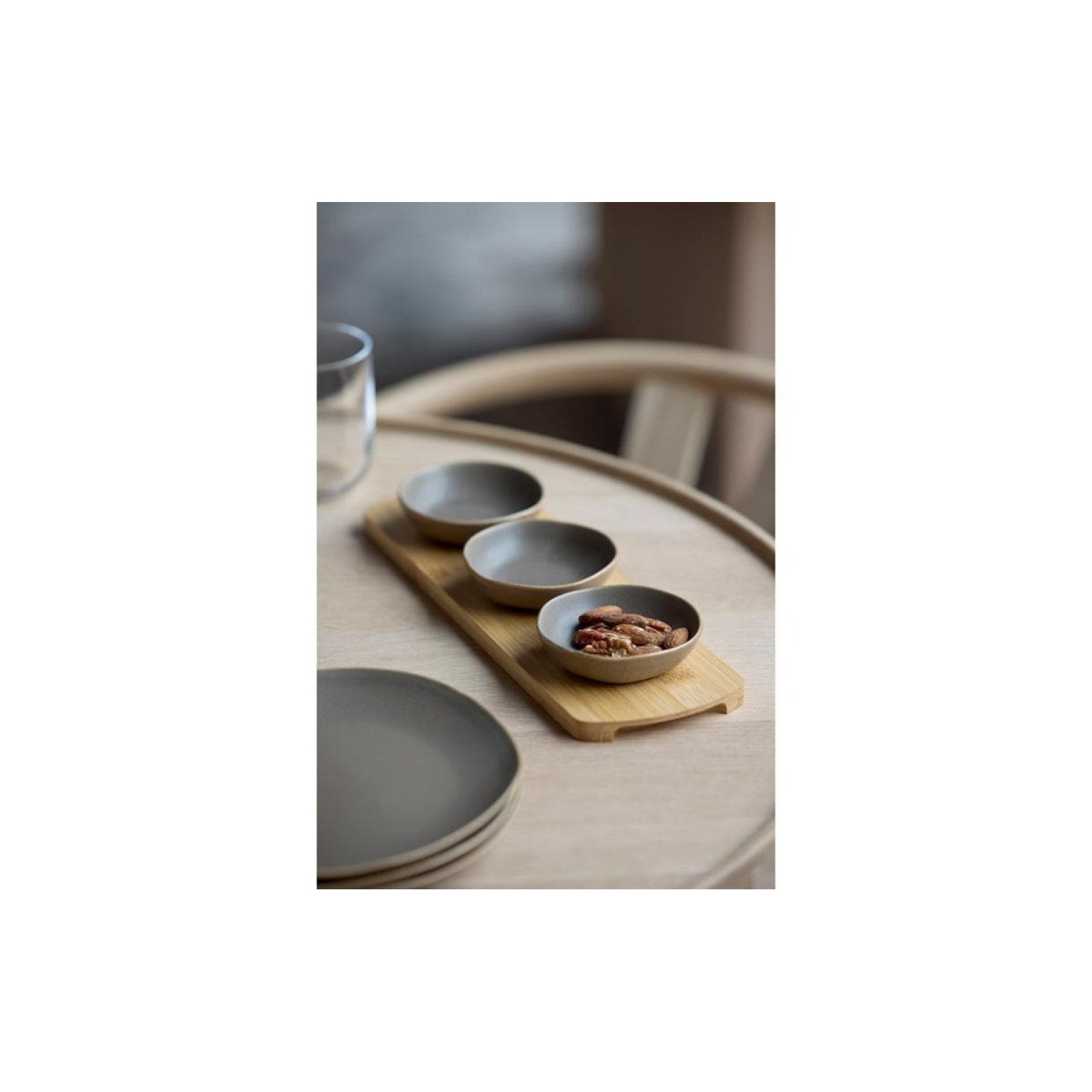 Villa Collection Bamboo Tray with 3 bowls Shoku Brown