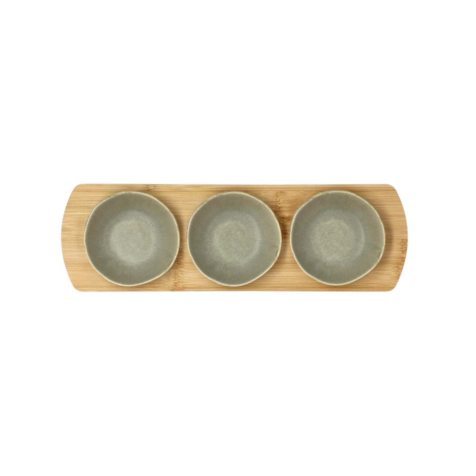Villa Collection Bamboo Tray with 3 bowls Shoku Green