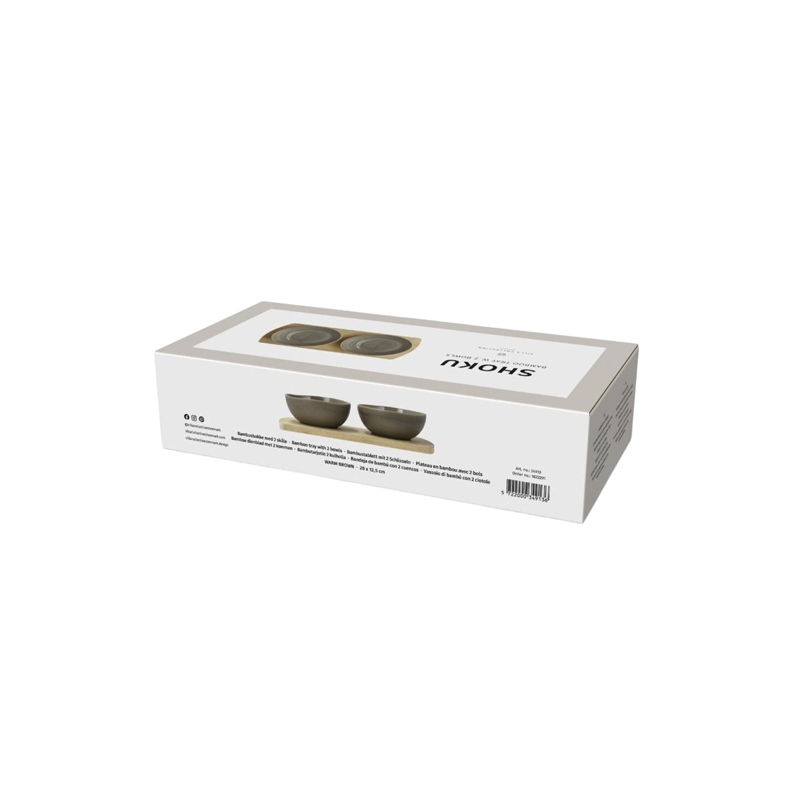 Villa Collection Plateau en bambou avec 2 coupelles Shoku Marron