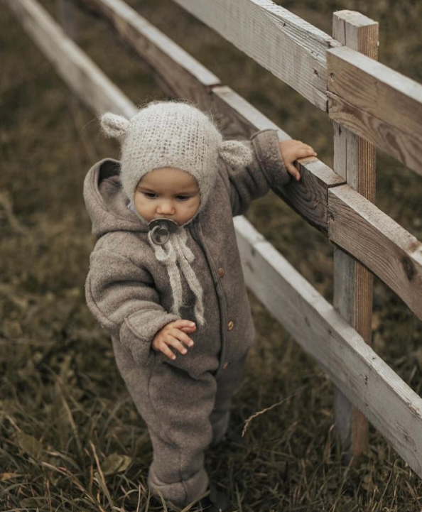 Engel Baby Overall Merinowolle Hellgrau Melange