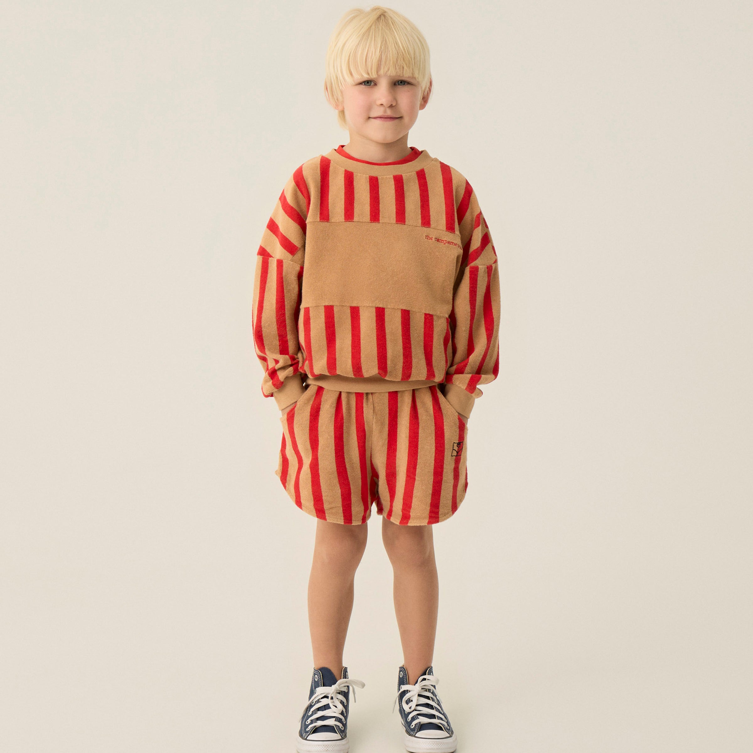 Shorts Red Stripes Camel