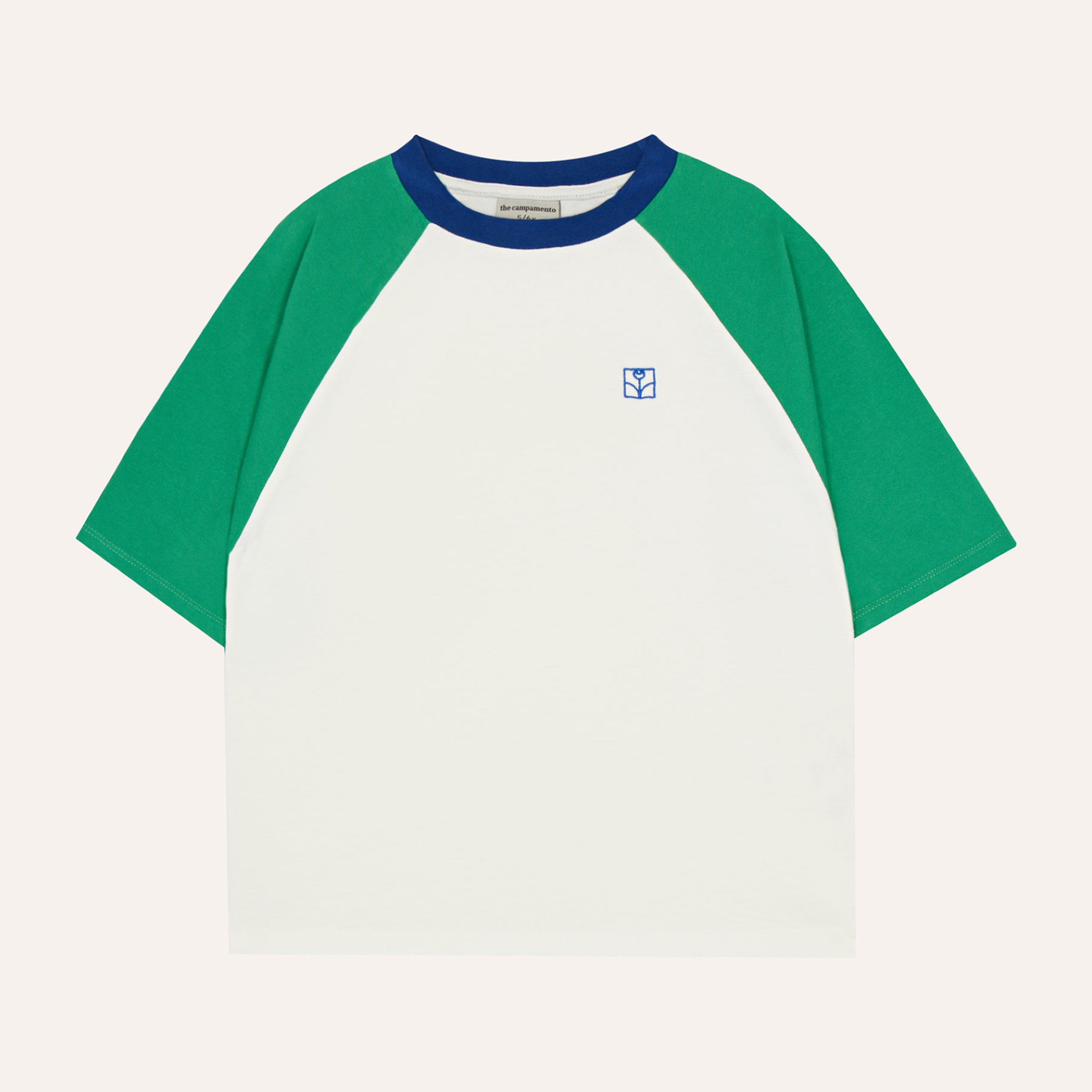 T-Shirt Color Block Green Ecru