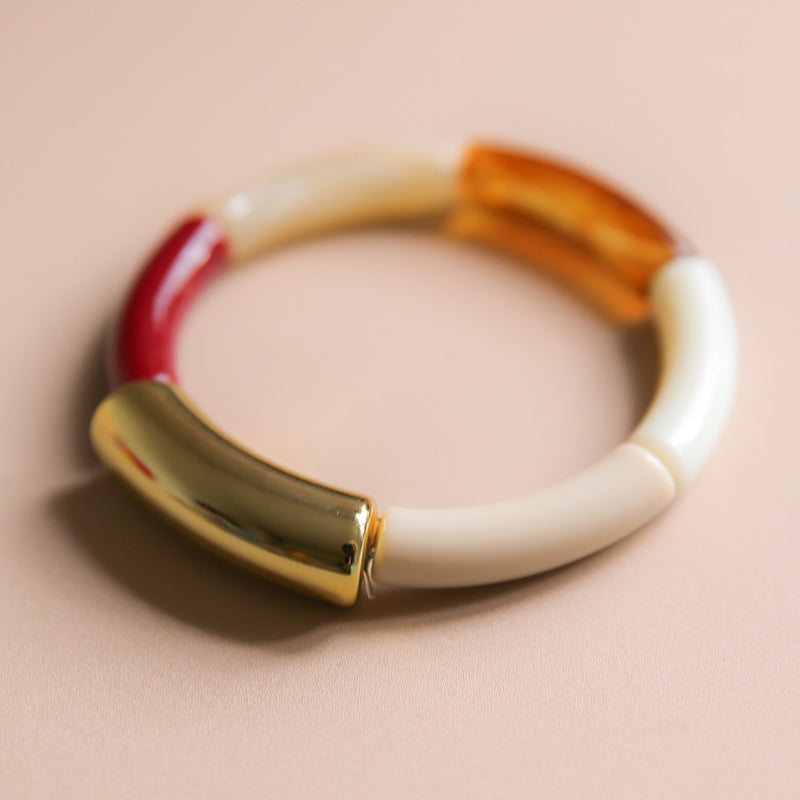 Bracelet Tube Chloe brown beige gold