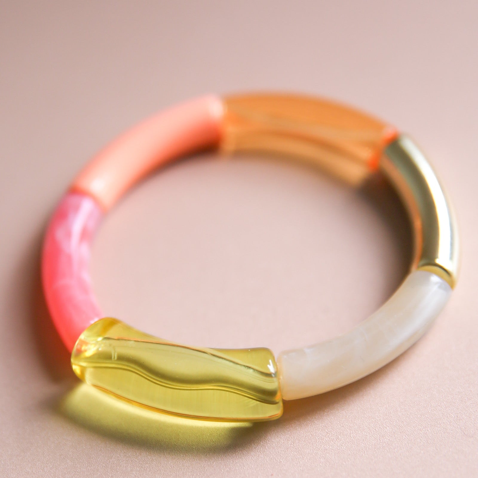 Bracelet Tube Mandy jaune beige orange or framboise