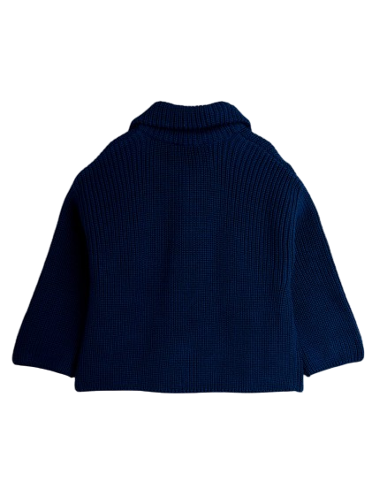 Pullover Chunky Knit Panda Patch Blue