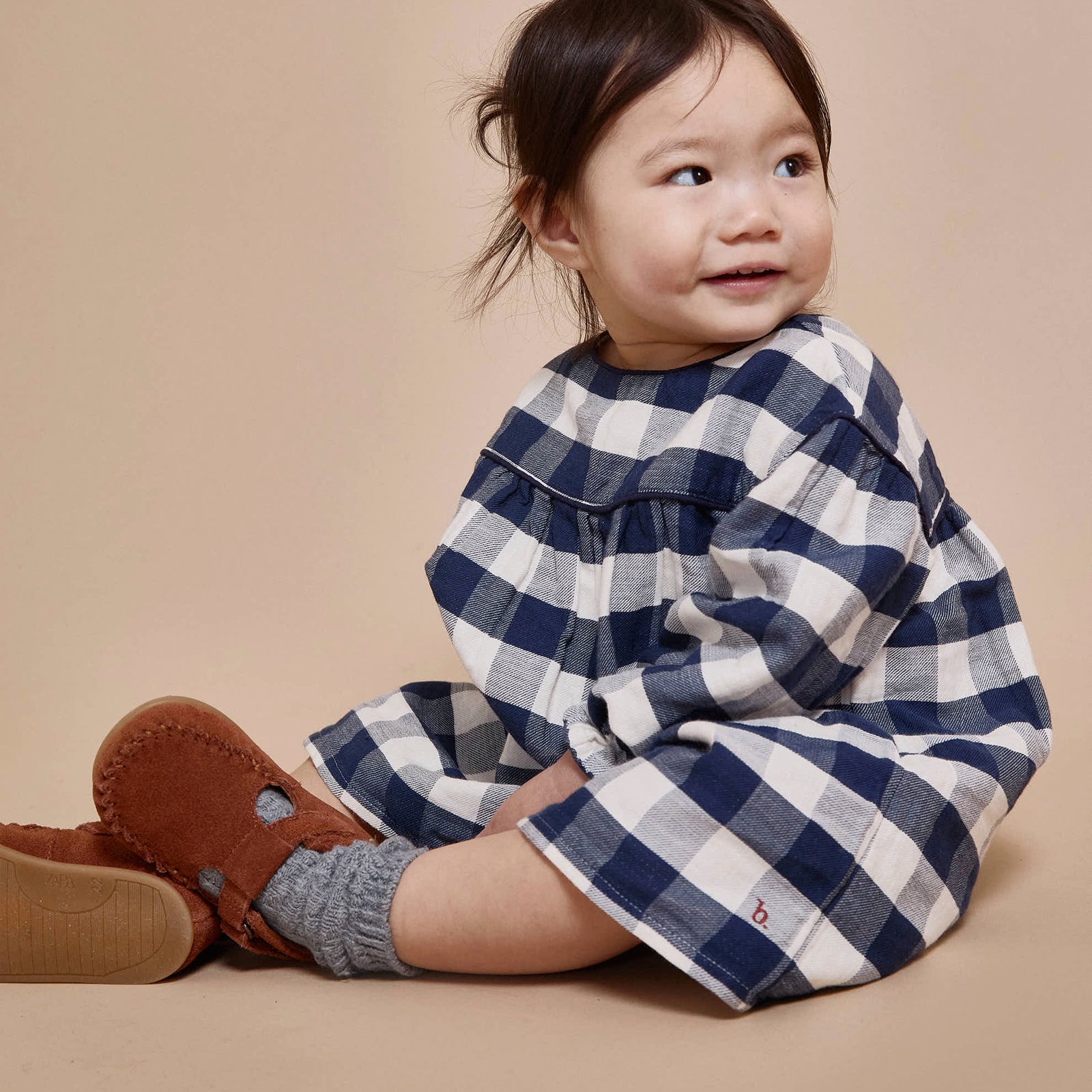 Baby Dress Gingham Navy