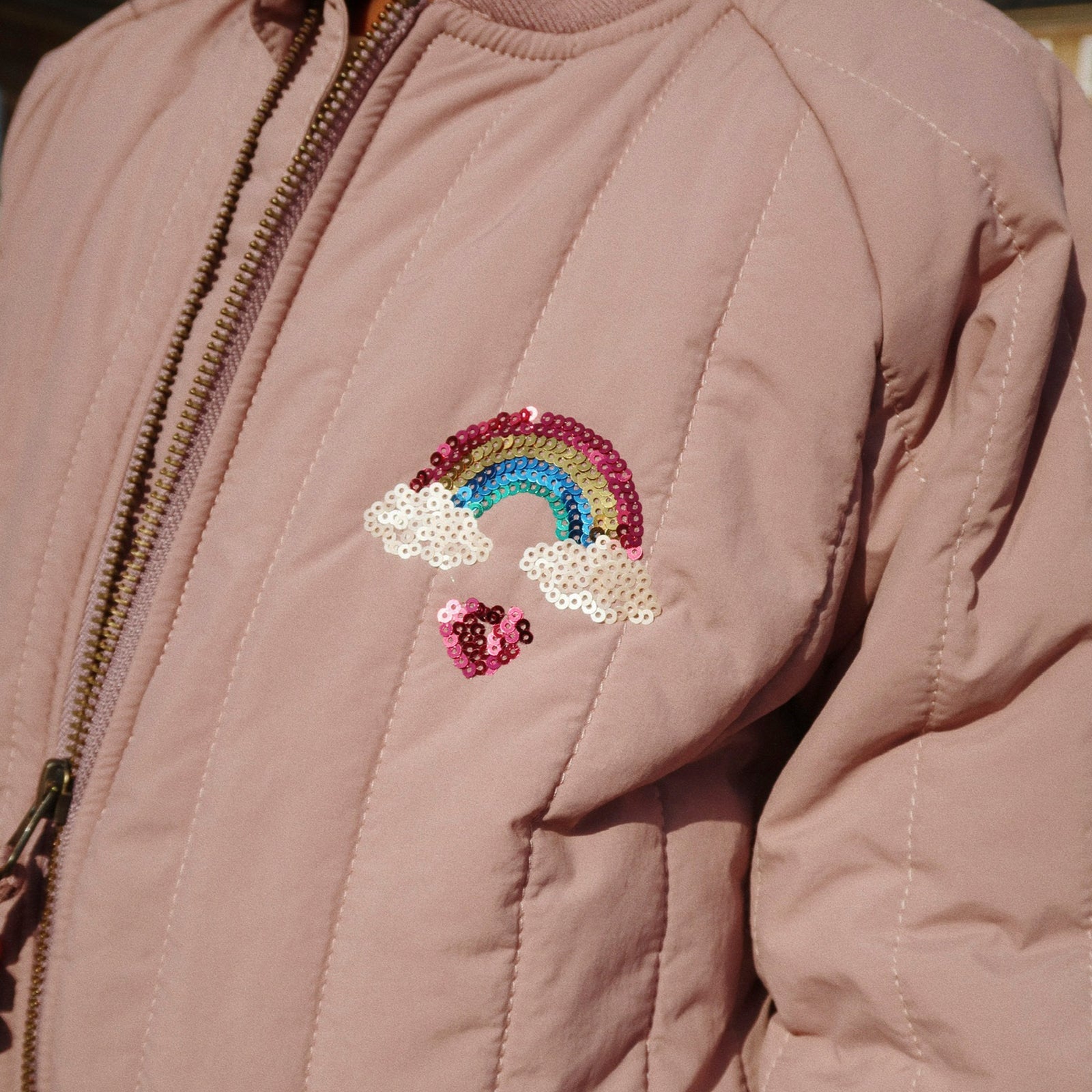 Juno Sequin Bomber Jacket Twilight Mauve