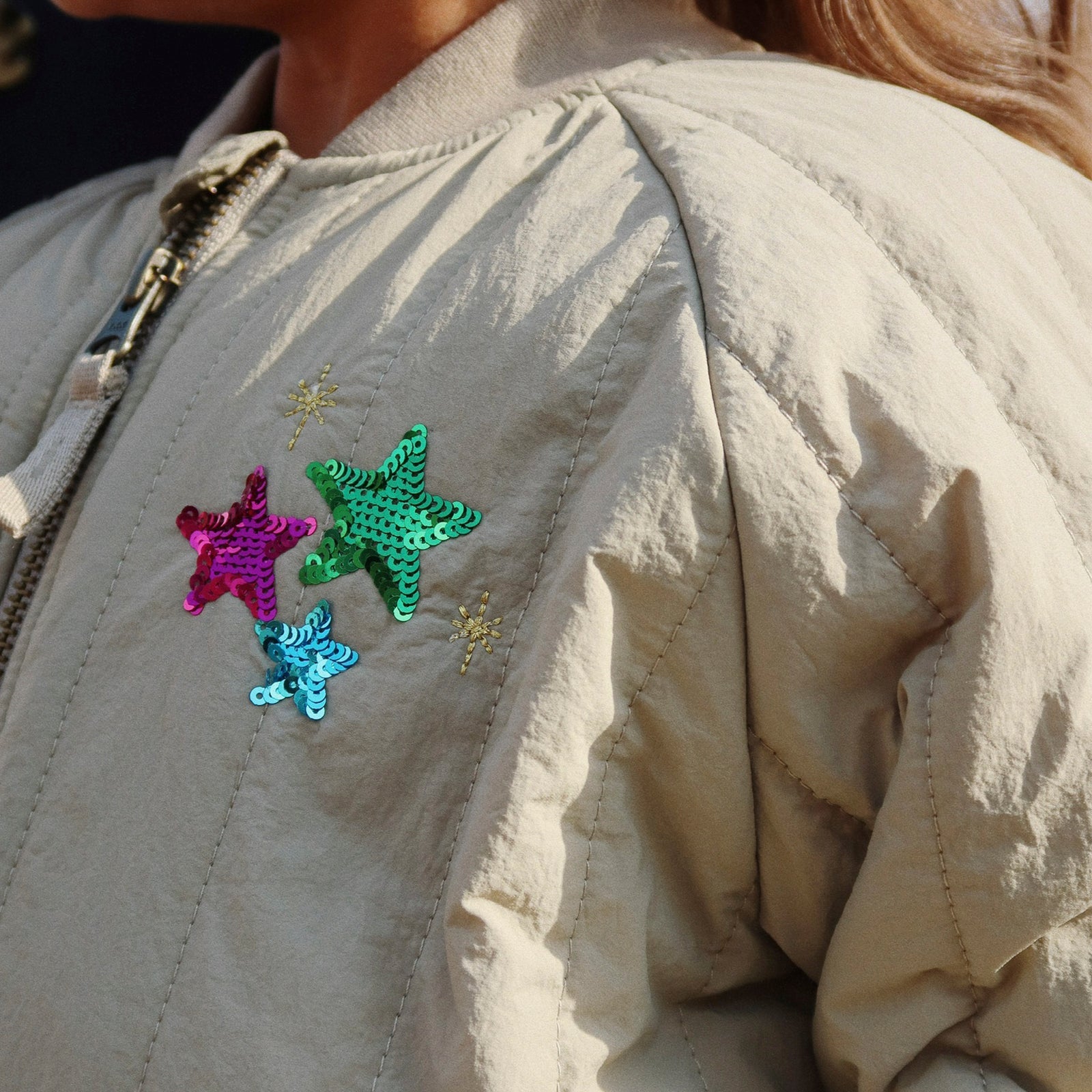 Juno Sequin Laurel Oak bomber jacket