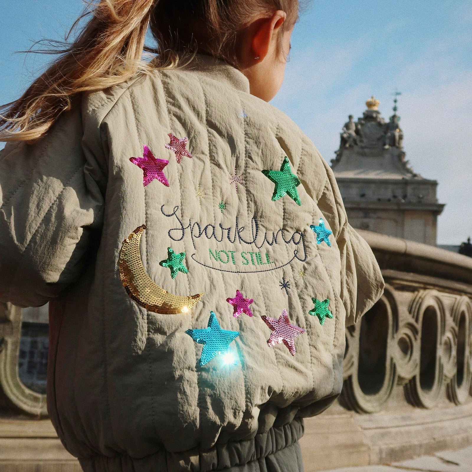 Juno Sequin Laurel Oak bomber jacket