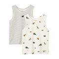 Top 2er-Set Faris Printed Mini Dinosaurs Creme Stripe Mix