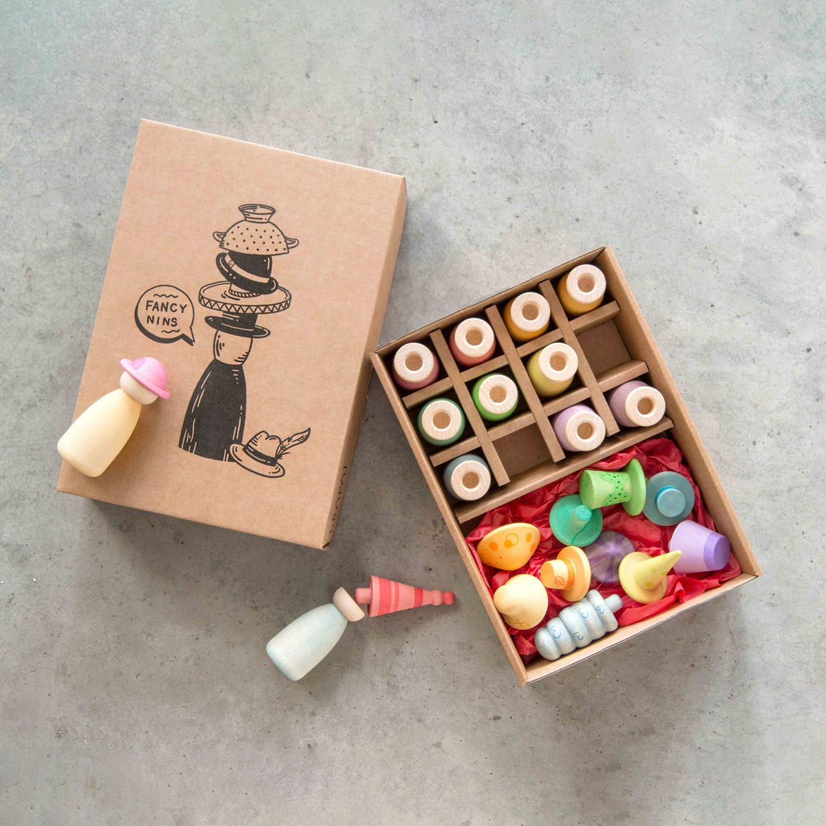 Wooden figures 12 Fancy Nins Rainbow Grapat