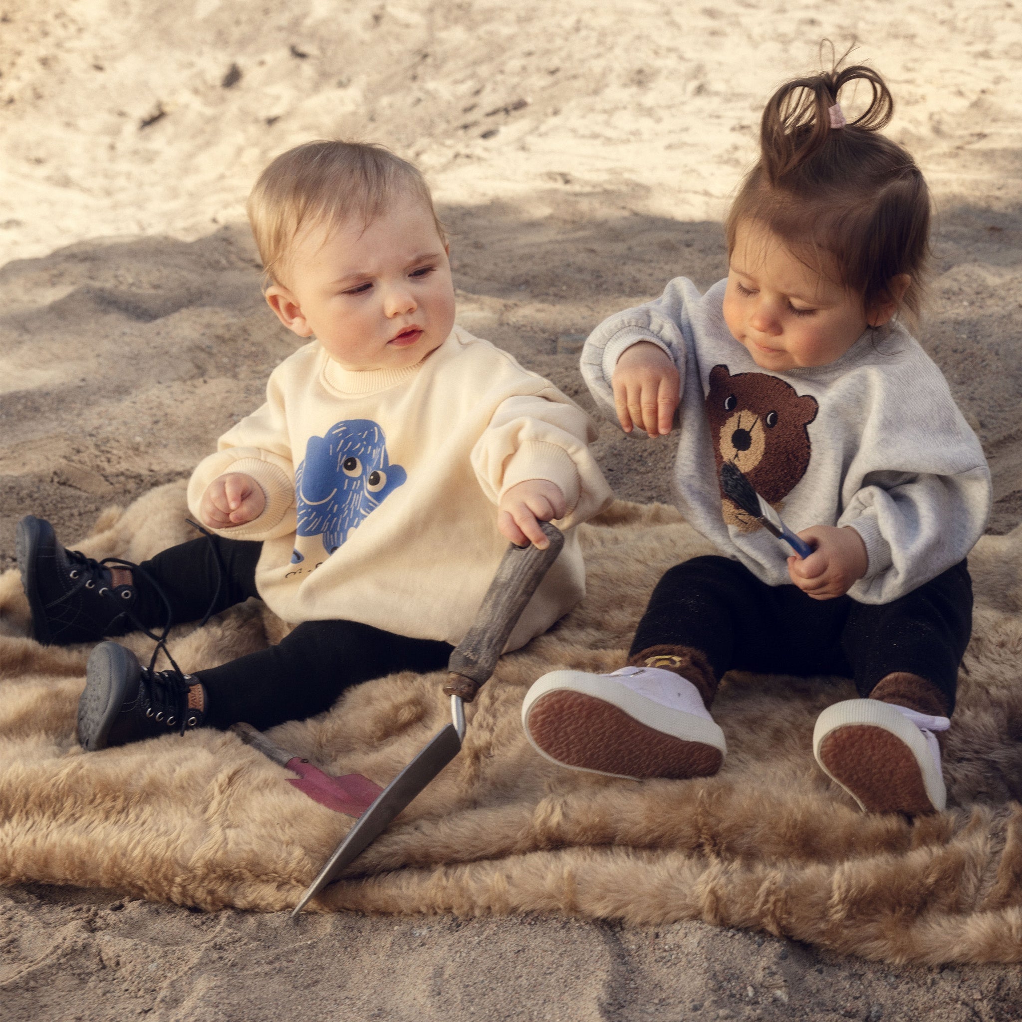 Sweatshirt Bear Chenille Gray Melange