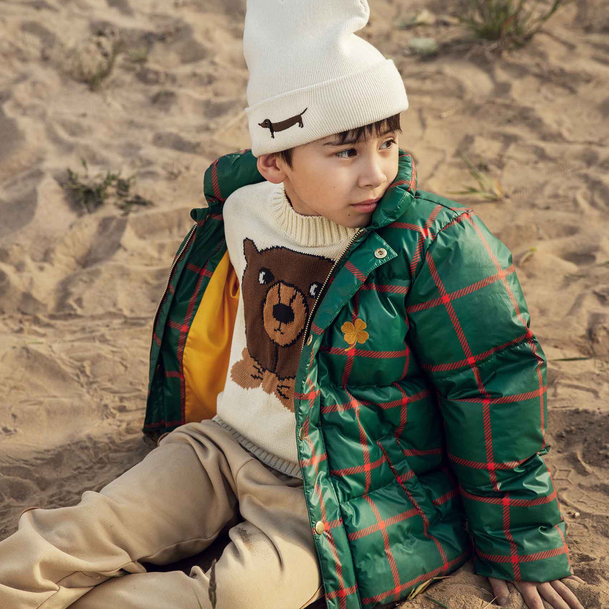 Strickpullover Bear Intarsia Offwhite