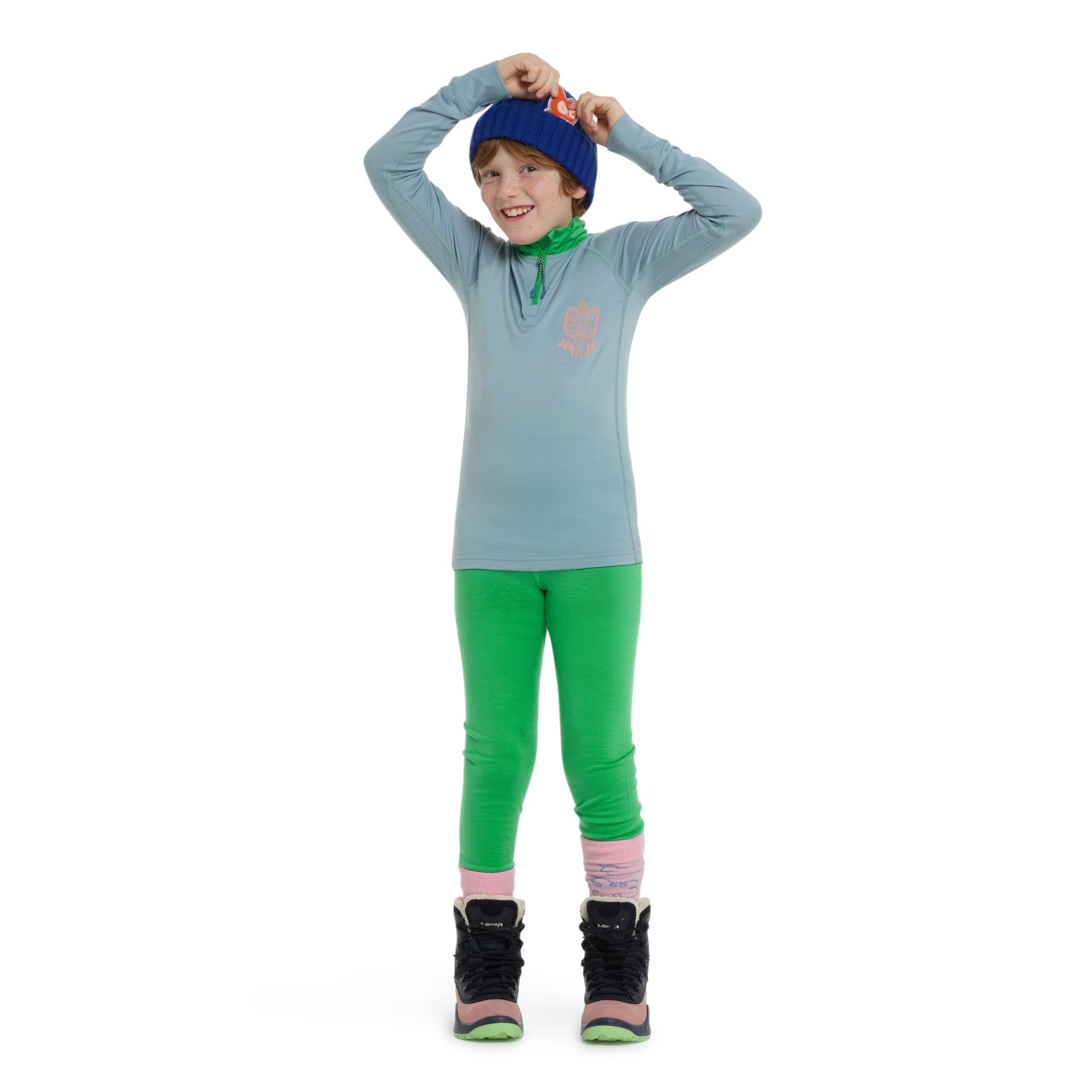 Langarmshirt  Half-Zip Ice Merino Honu Rasca blue / Rana green