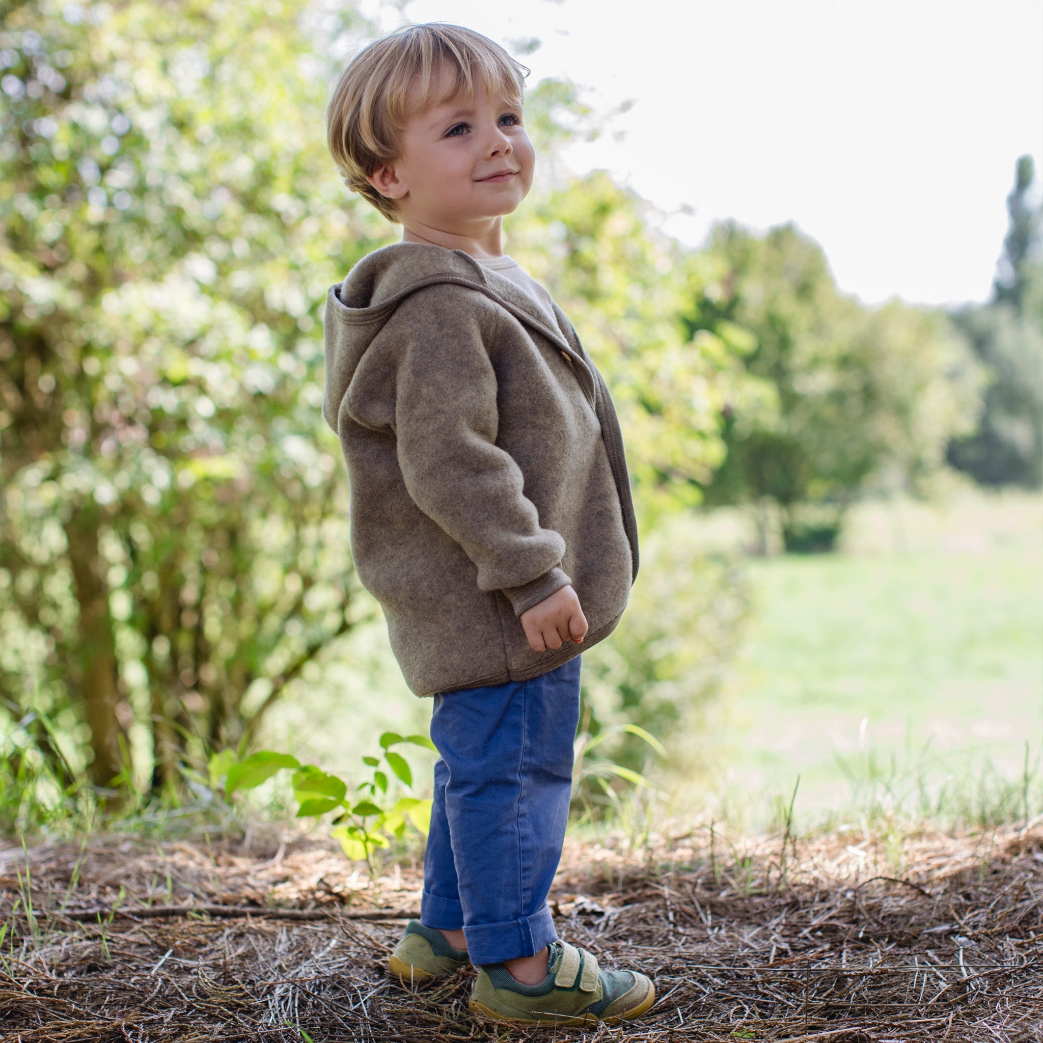 Engel Natur Veste à capuche en laine mérinos gris clair mélangé