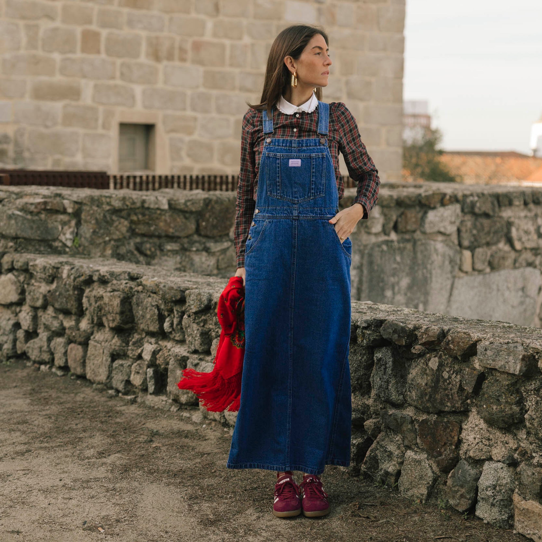 Adult bib dress denim