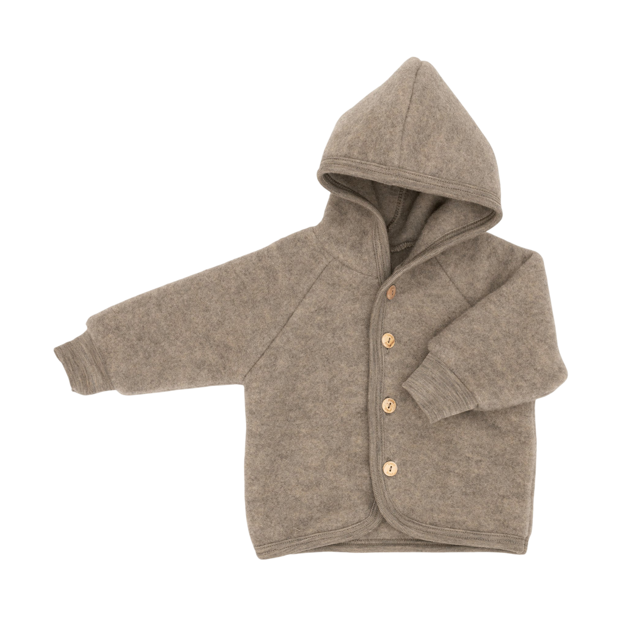 Veste à capuche en laine vierge, mélange couleur noyer