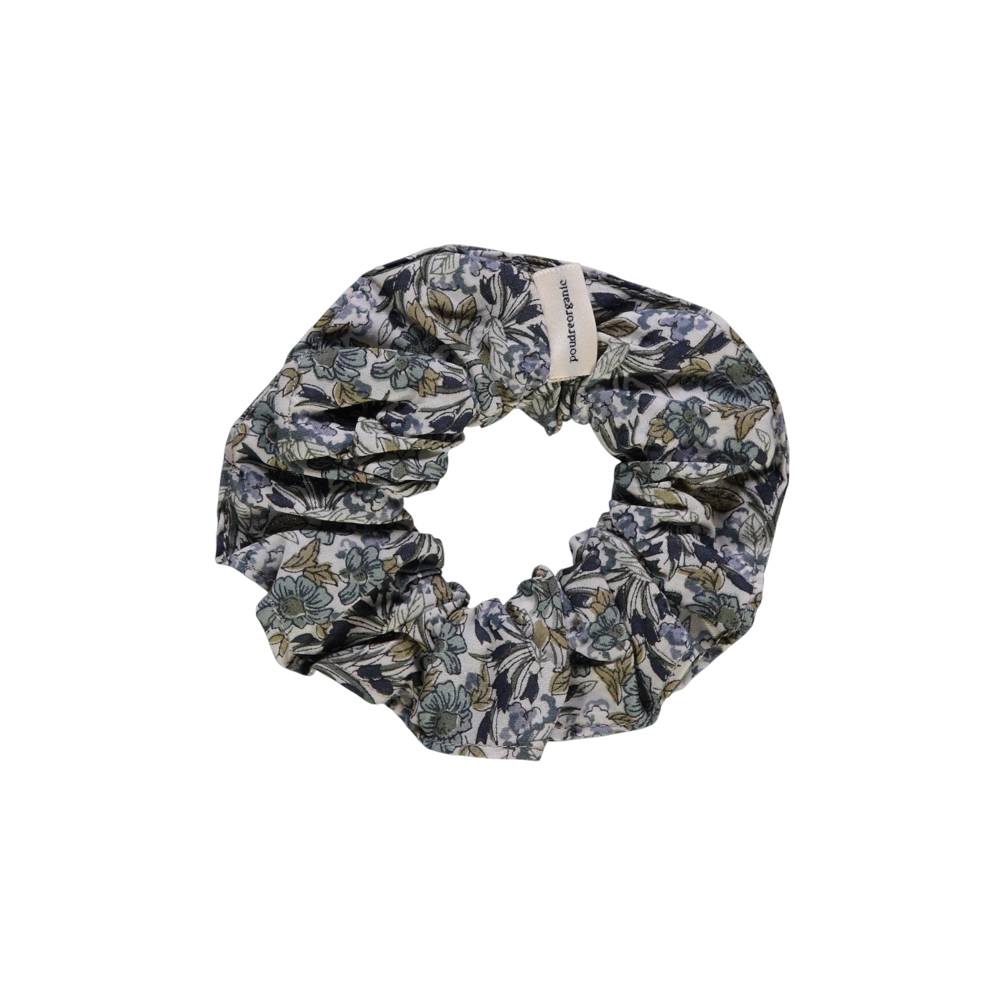 Haargummi Chouchou Motif Fleuri Vert Bleu