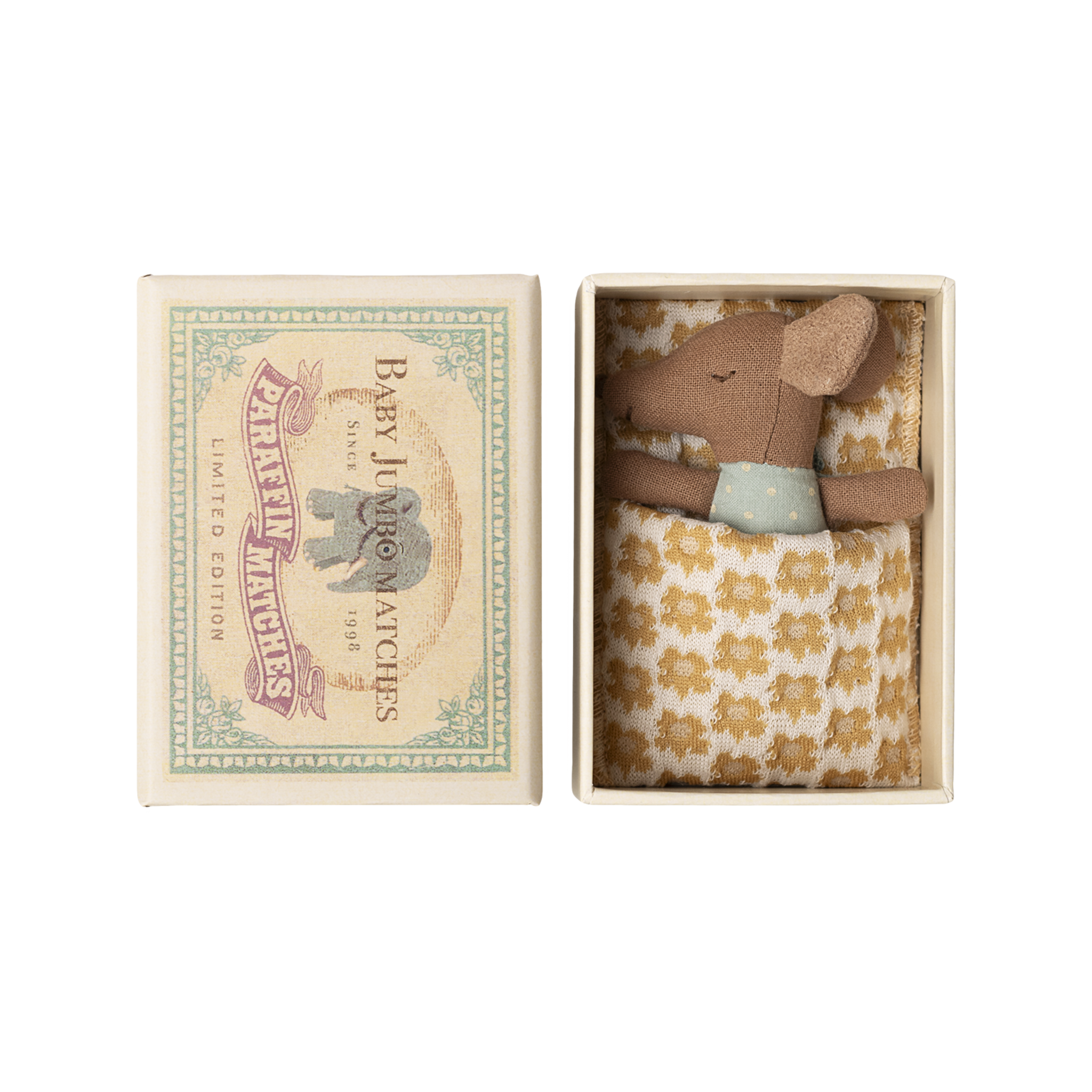 Maileg Schläfrige Babymaus in Streichholzschachtel Blau