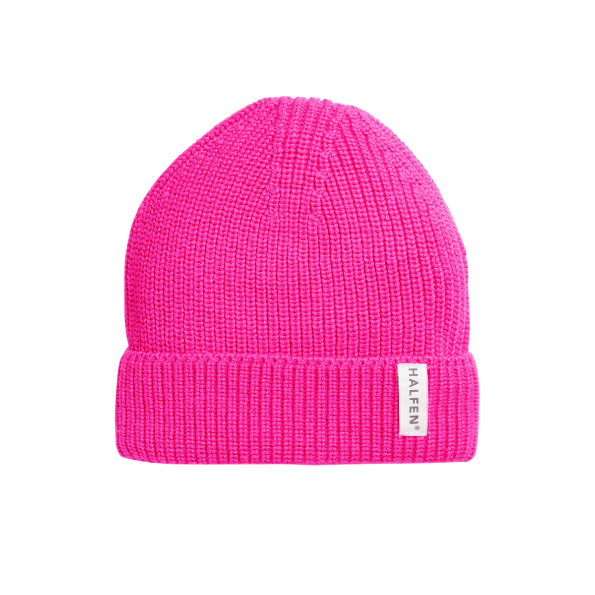 Bonnet laine mérinos rose fluo