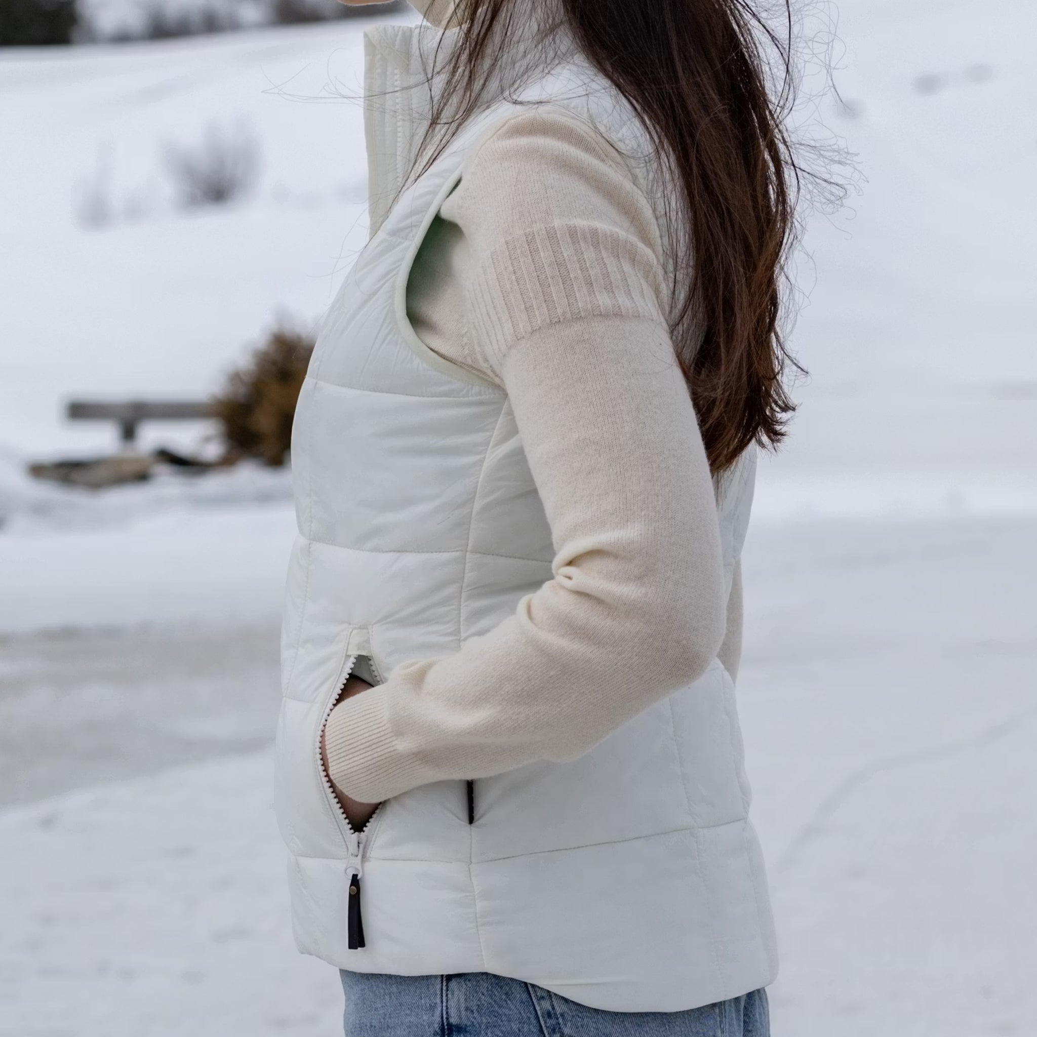 Frauen Weste Thermo Betty off white egret