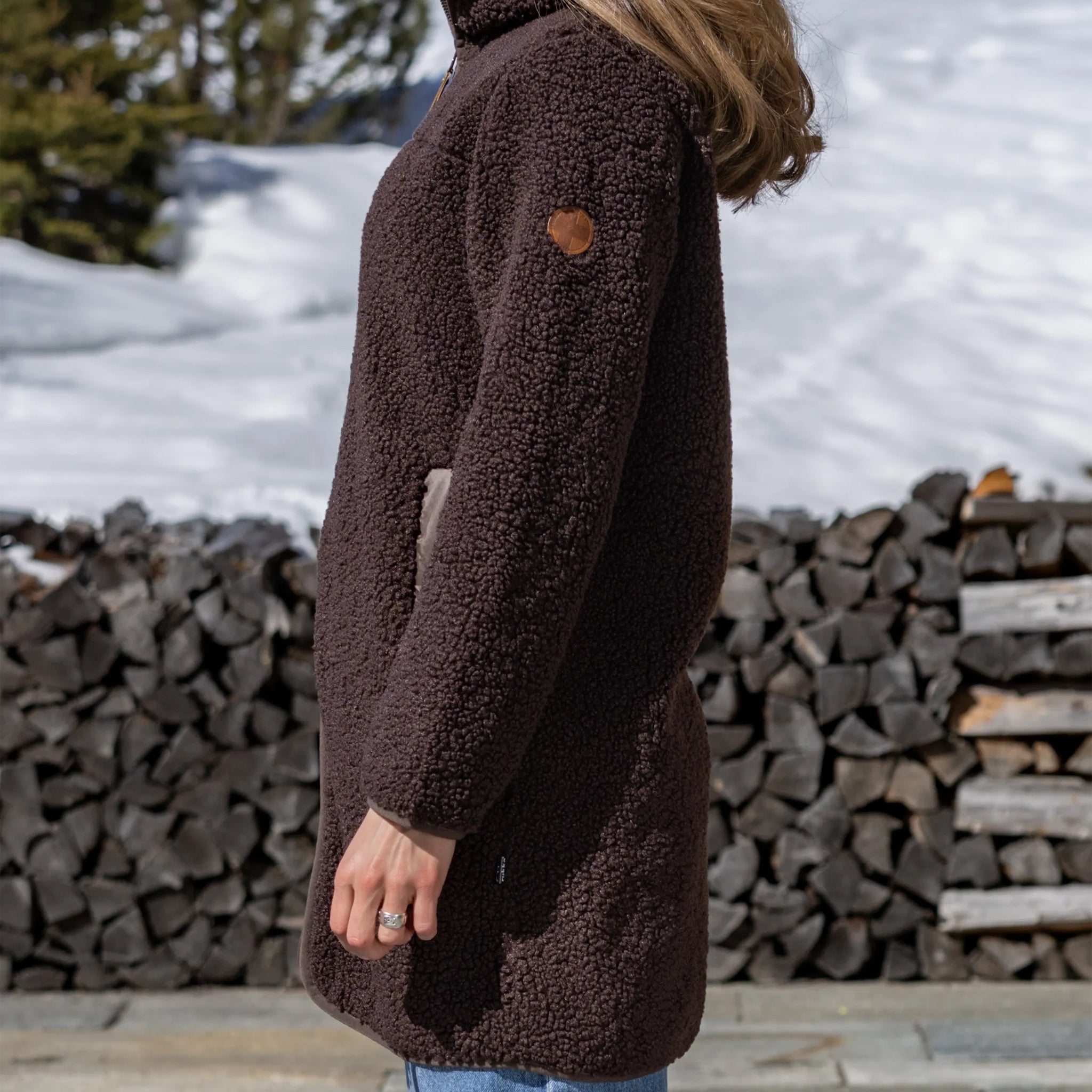 Frauen Mantel Sherpa Fiona black coffee