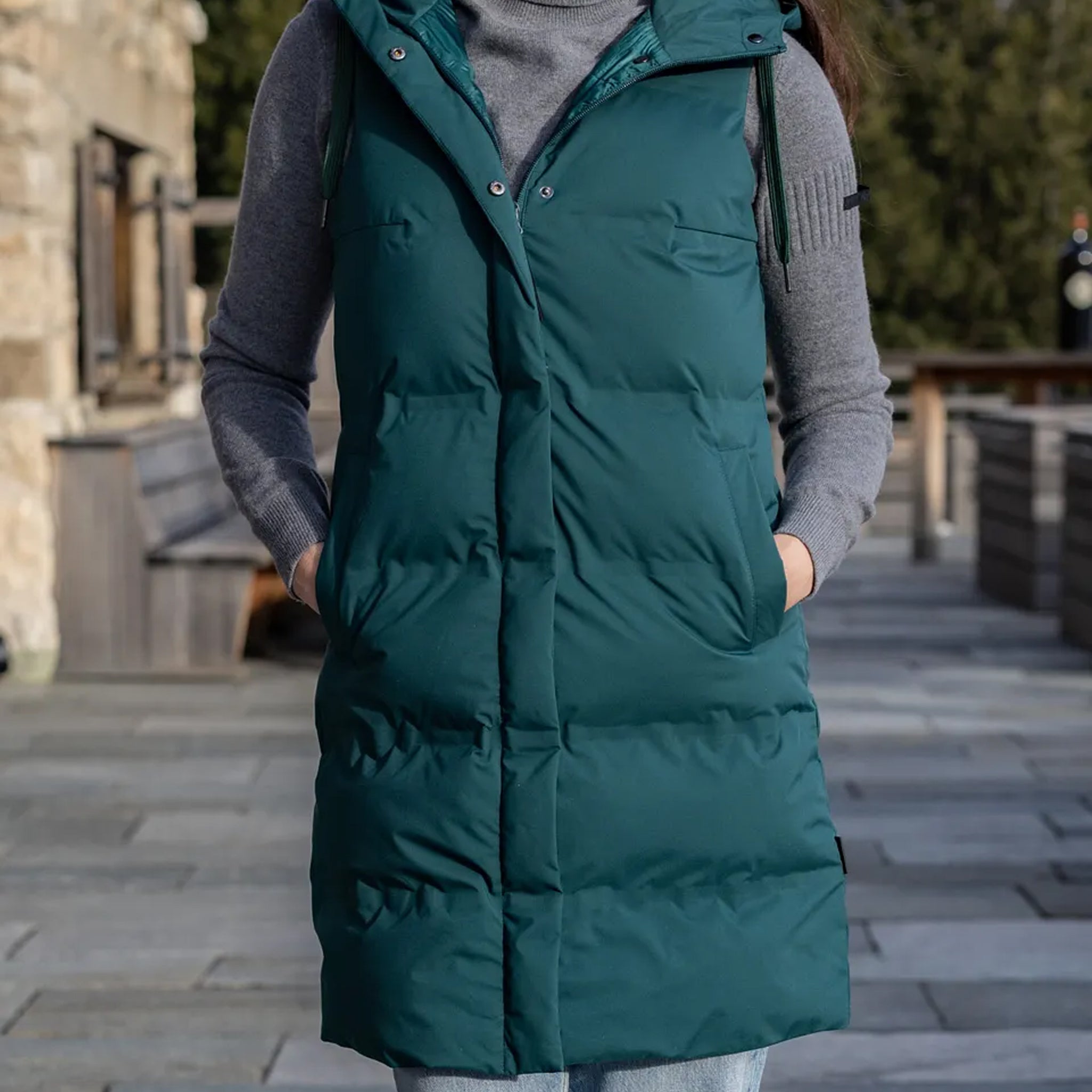 Frauen Gilet Thermo Petra lang sea moss