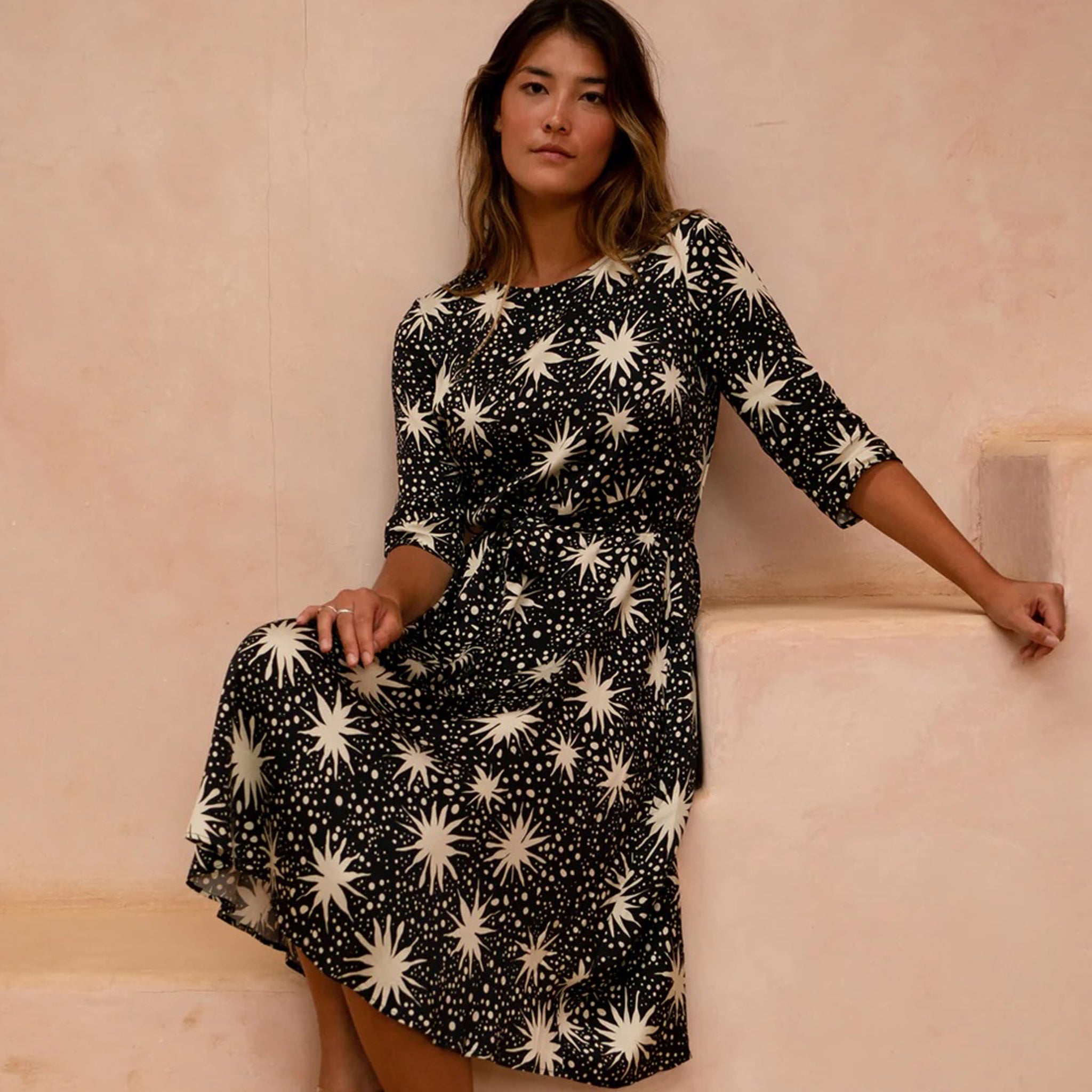 Adult dress Amiga Constellation Black Ecru