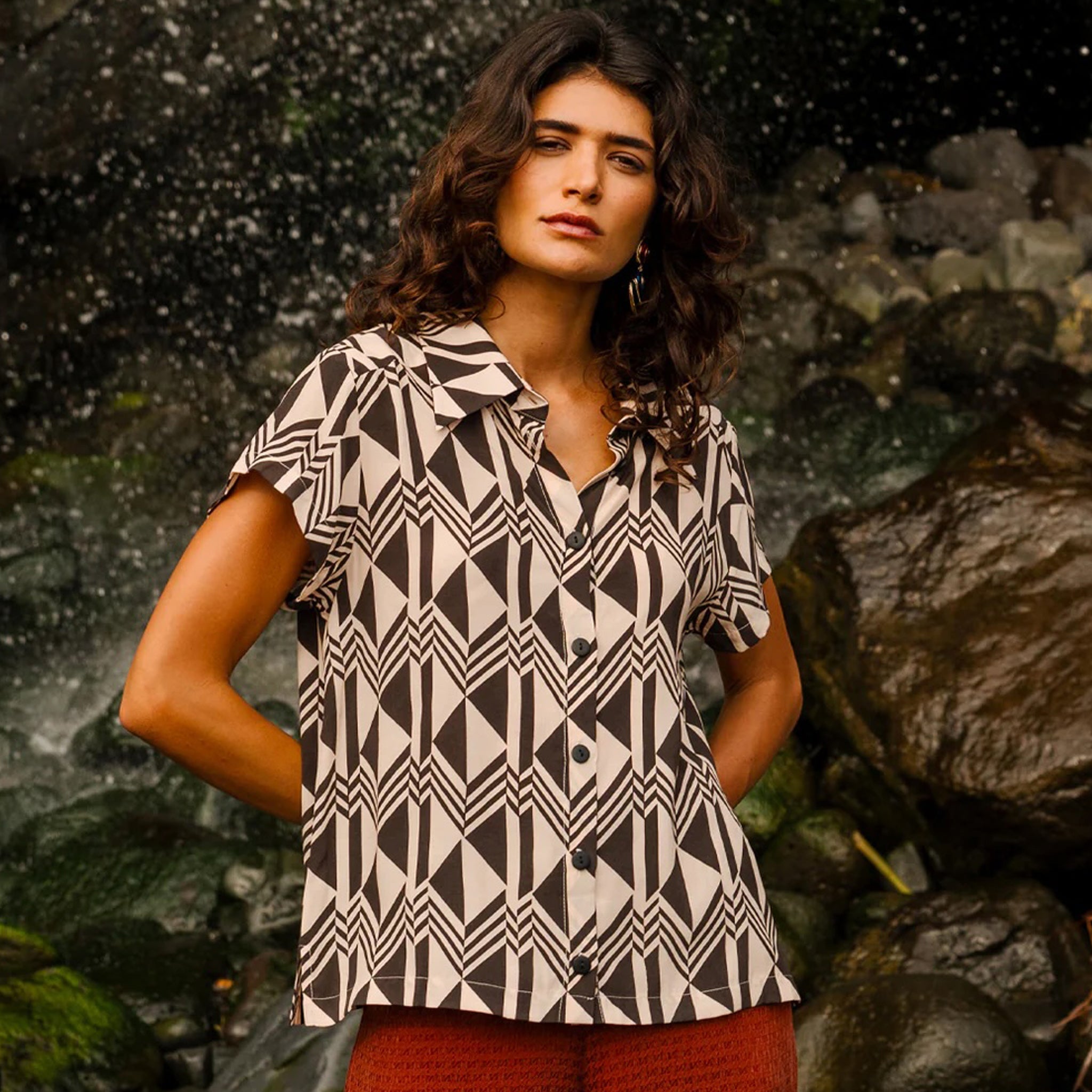 Blouse adulte Orla Foxtrot Beige Brown-Black