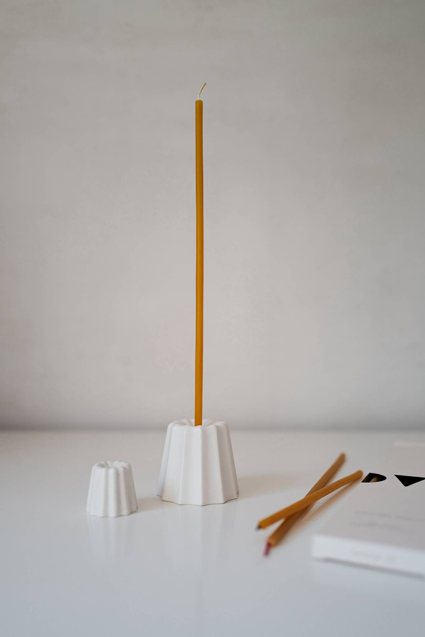 Large porcelain candlestick, matt white