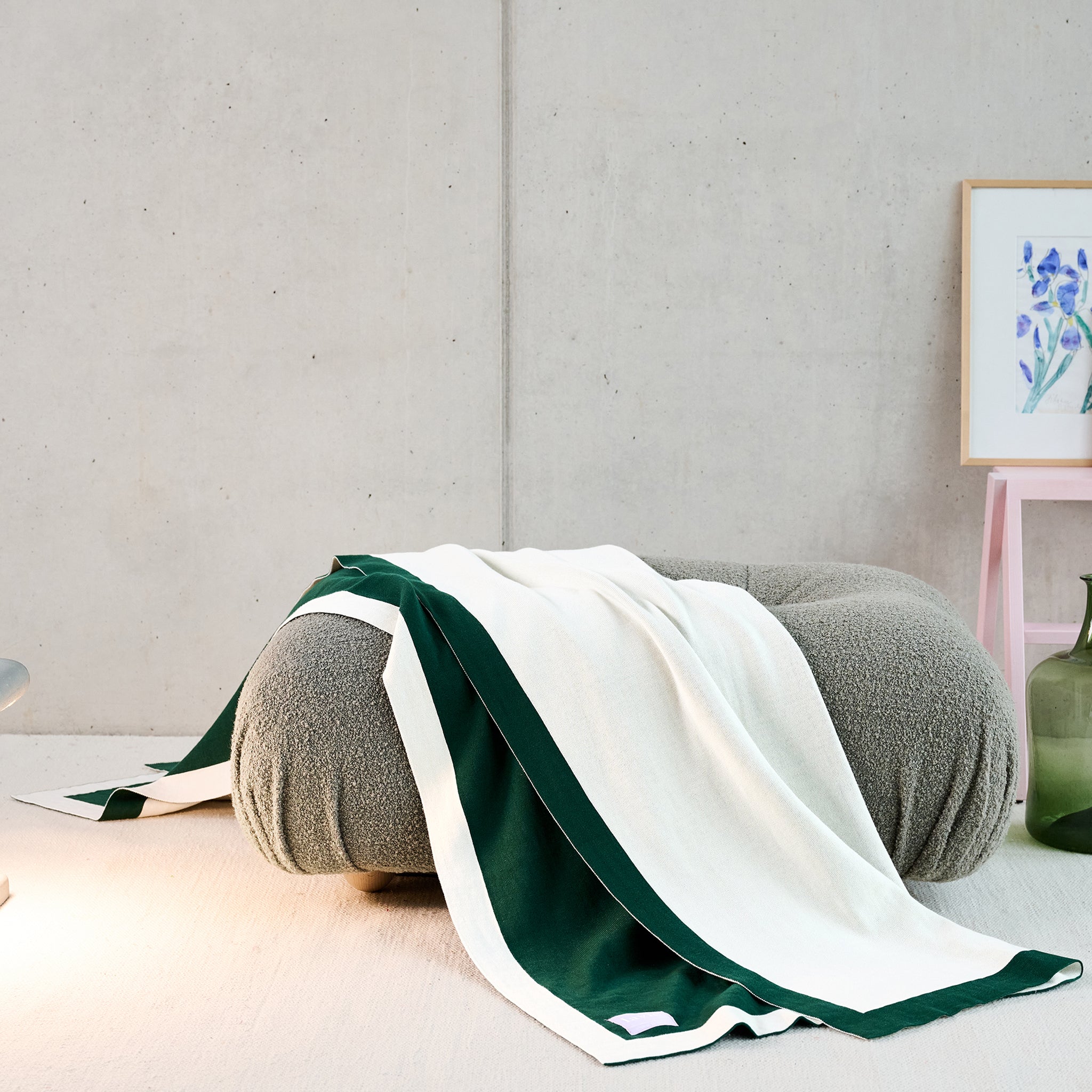 Lolla Dark Green/Undyed, Plaid 125x170 cm