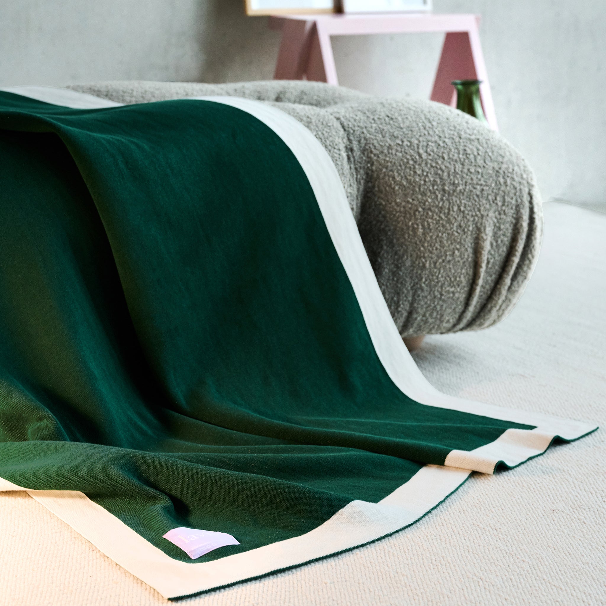 Lolla Dark Green/Undyed, Plaid 125x170 cm