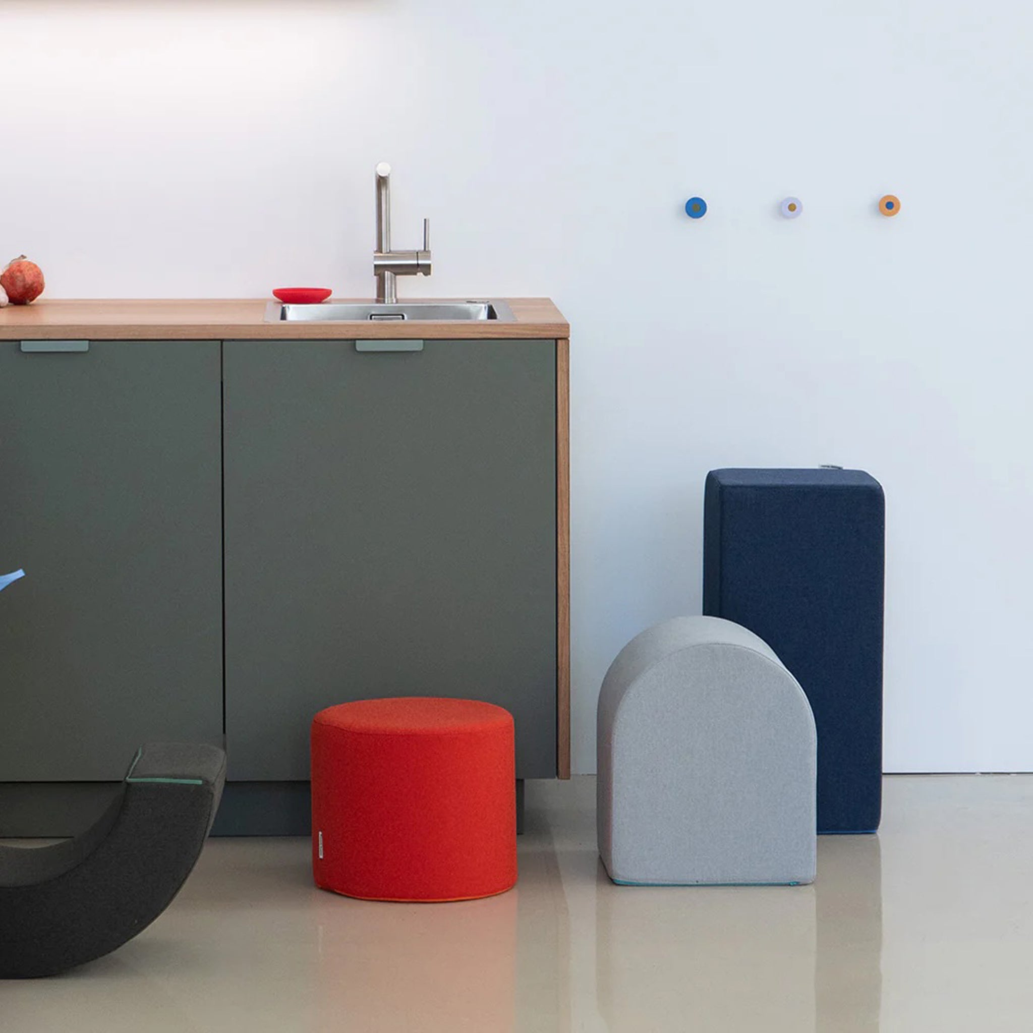 Jeu de blocs de construction souples Circus Sand / Pumkin Red / Moss / Sky / Midnight