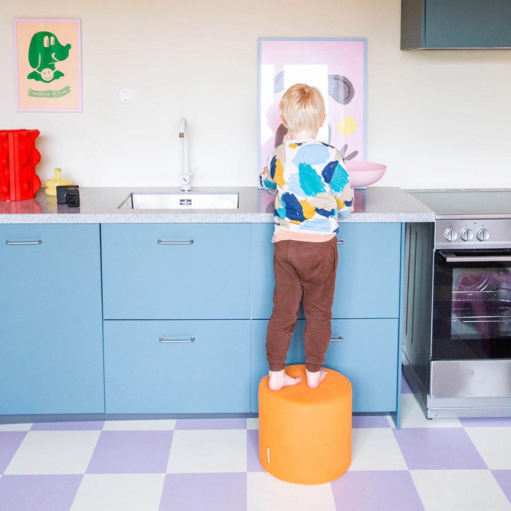 Pouf à structure souple DEMMI Tangerine