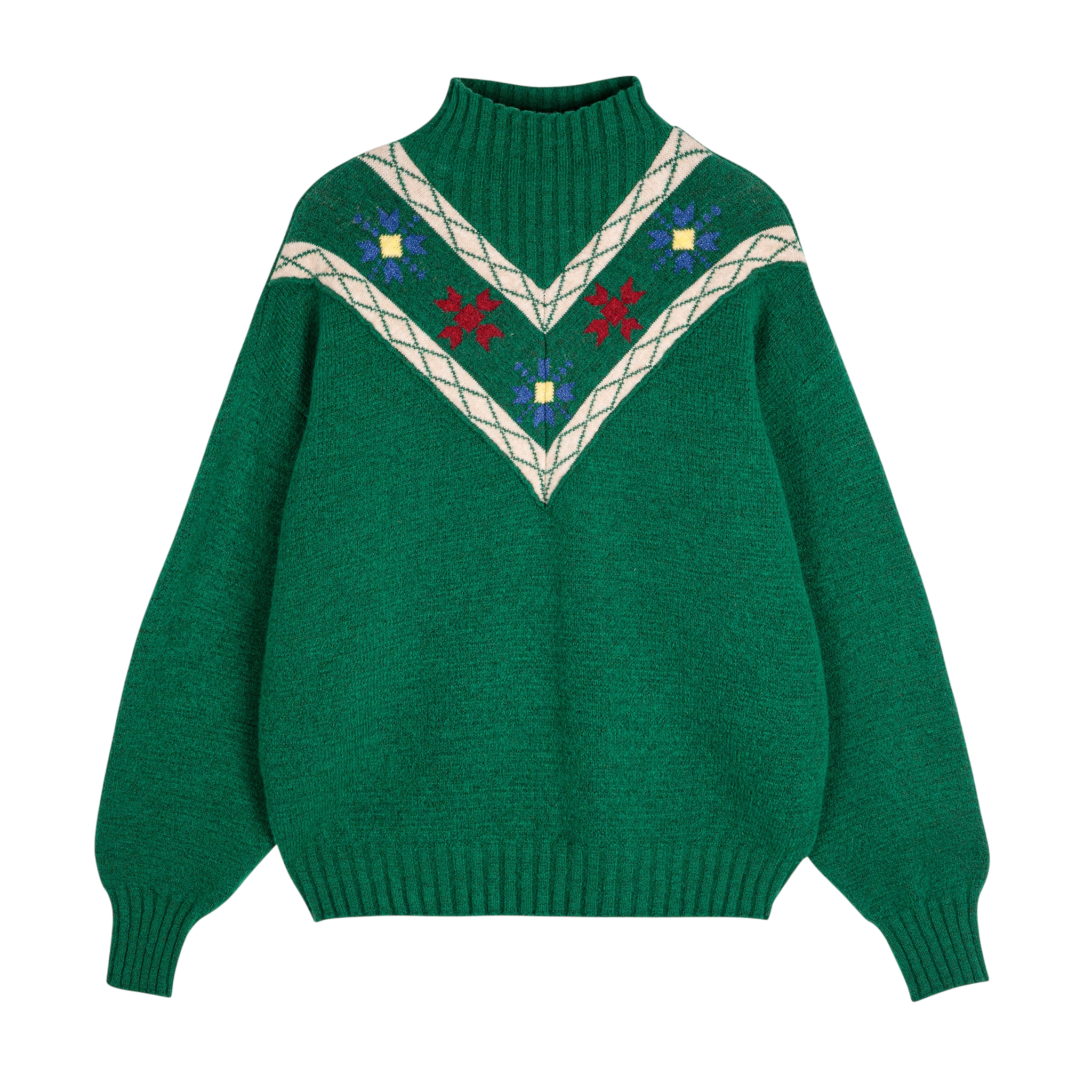 Pull-over en tricot Floral Dark Green