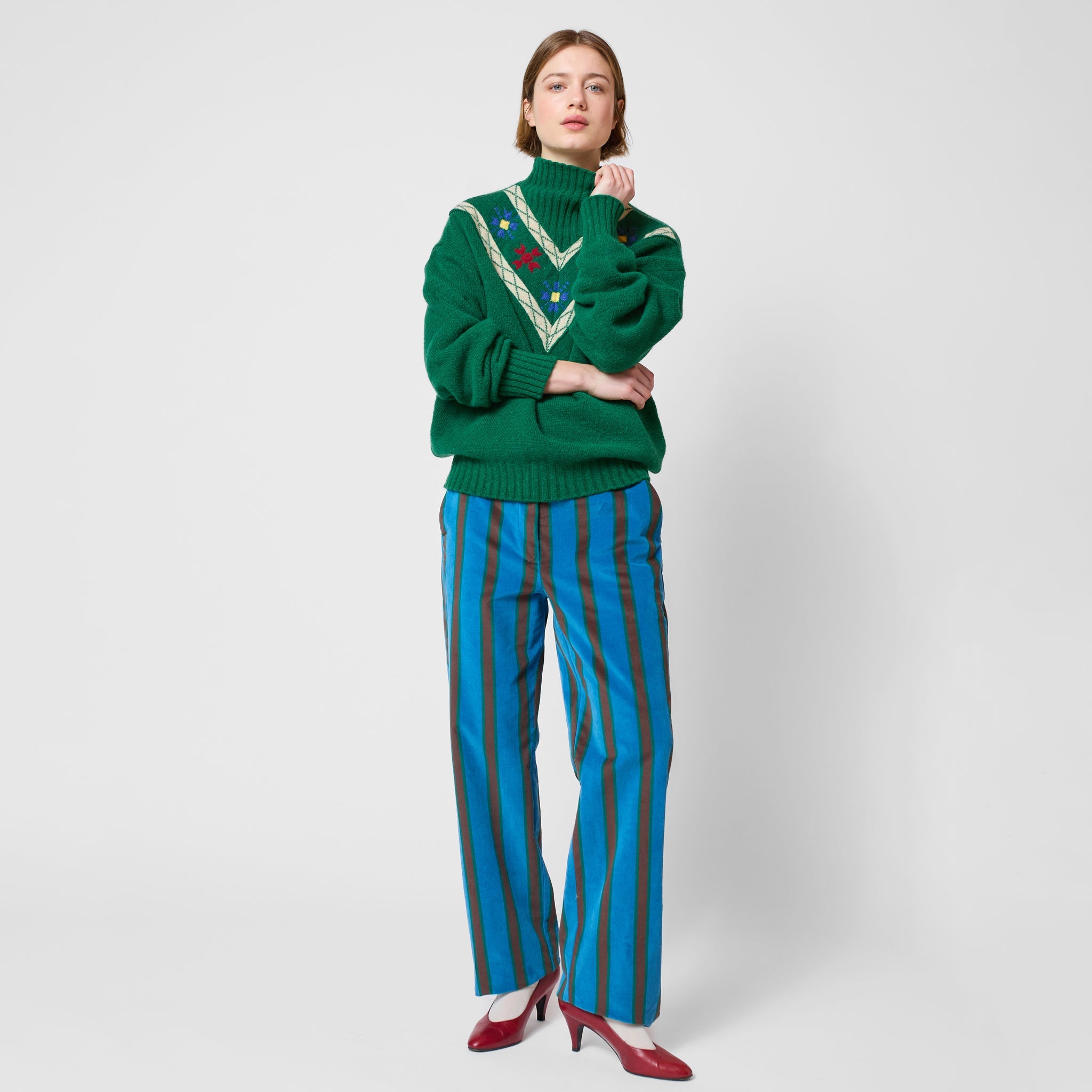 Pull-over en tricot Floral Dark Green