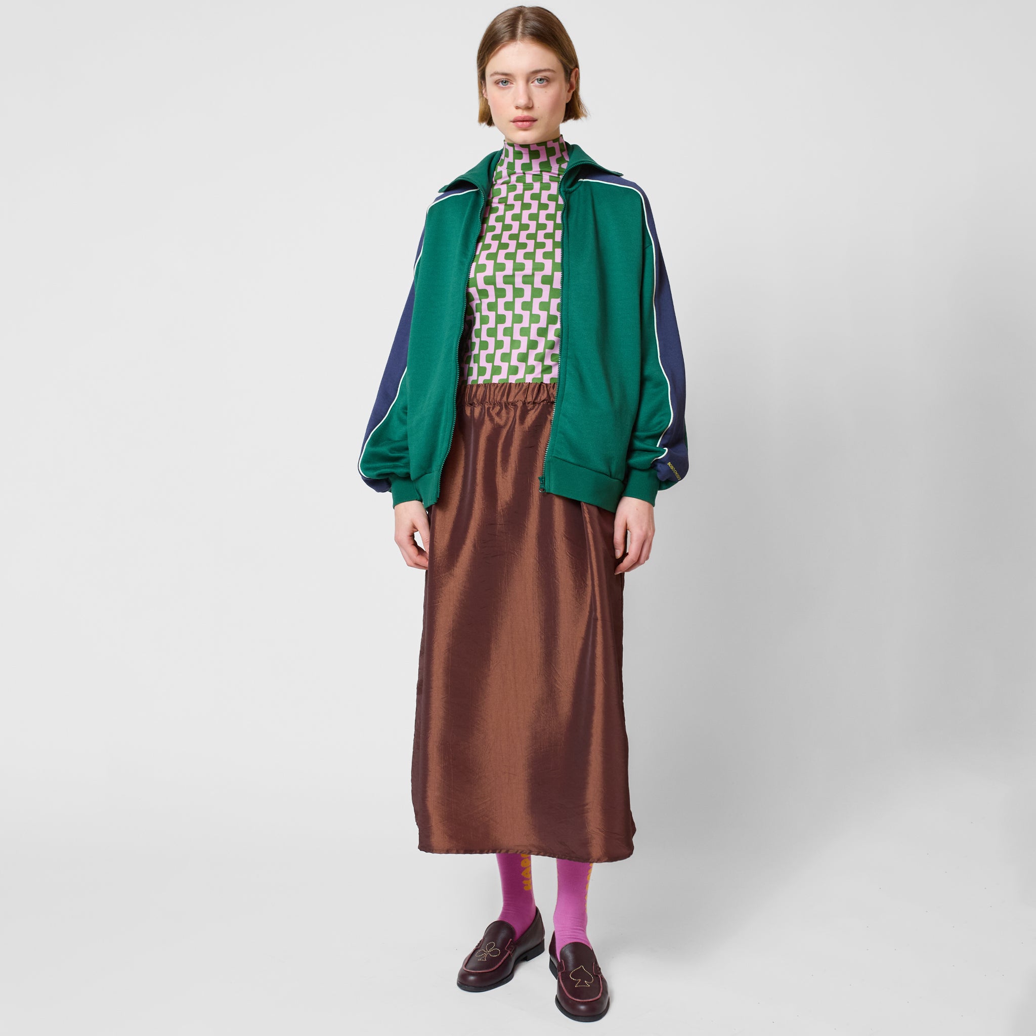 Jupe adulte Midi Tafetan Marron foncé