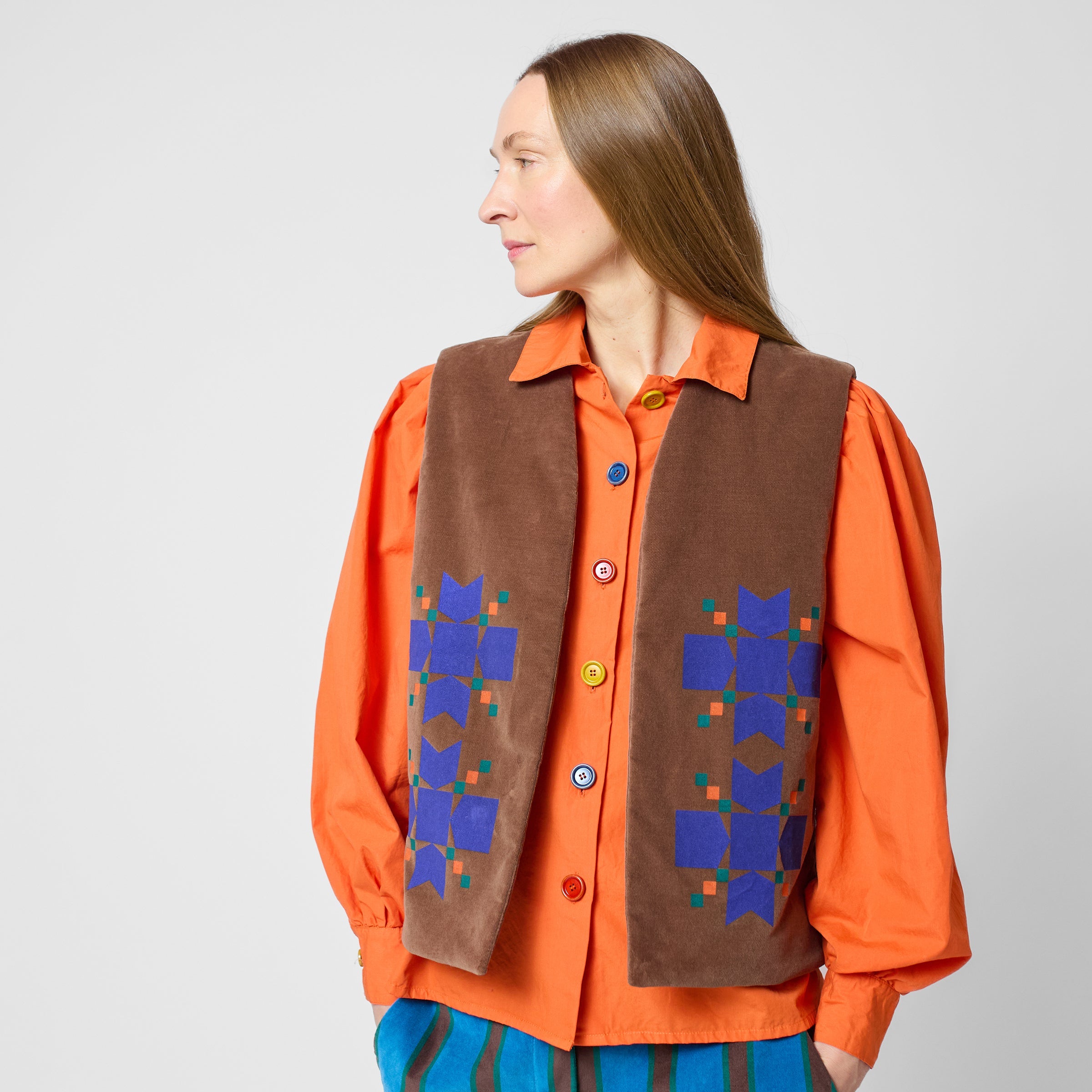 Adult Weste Snowflake Dark Brown