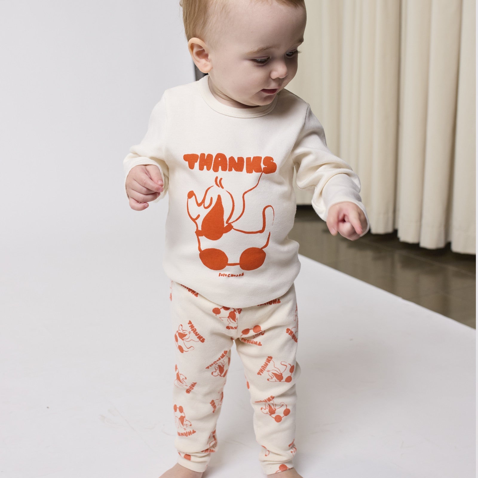 Leggings bébé Rolling Dog blanc cassé