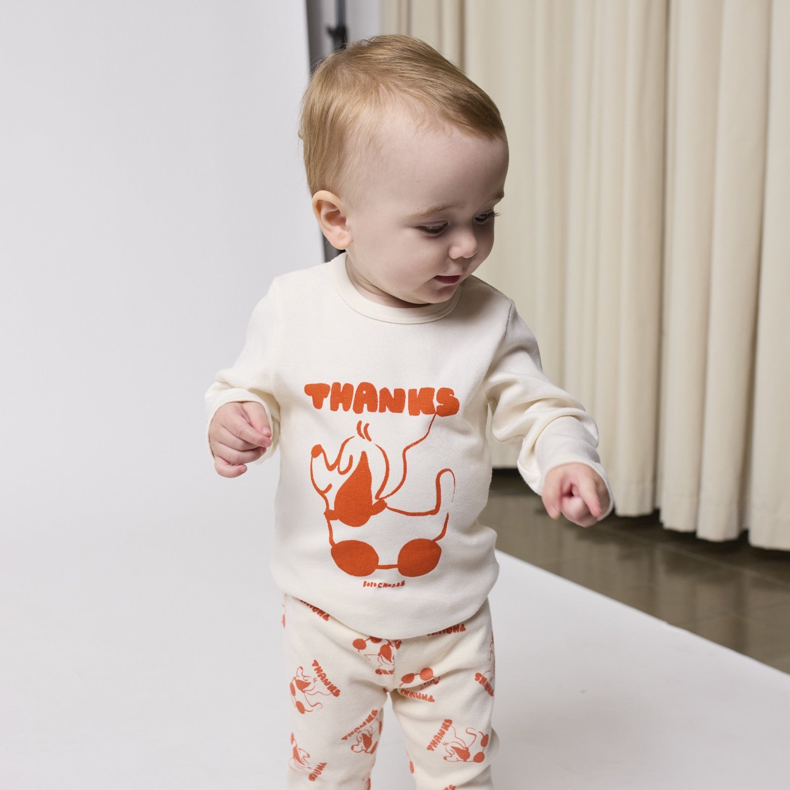 Tee shirt manches longues bébé Rolling Dog Offwhite