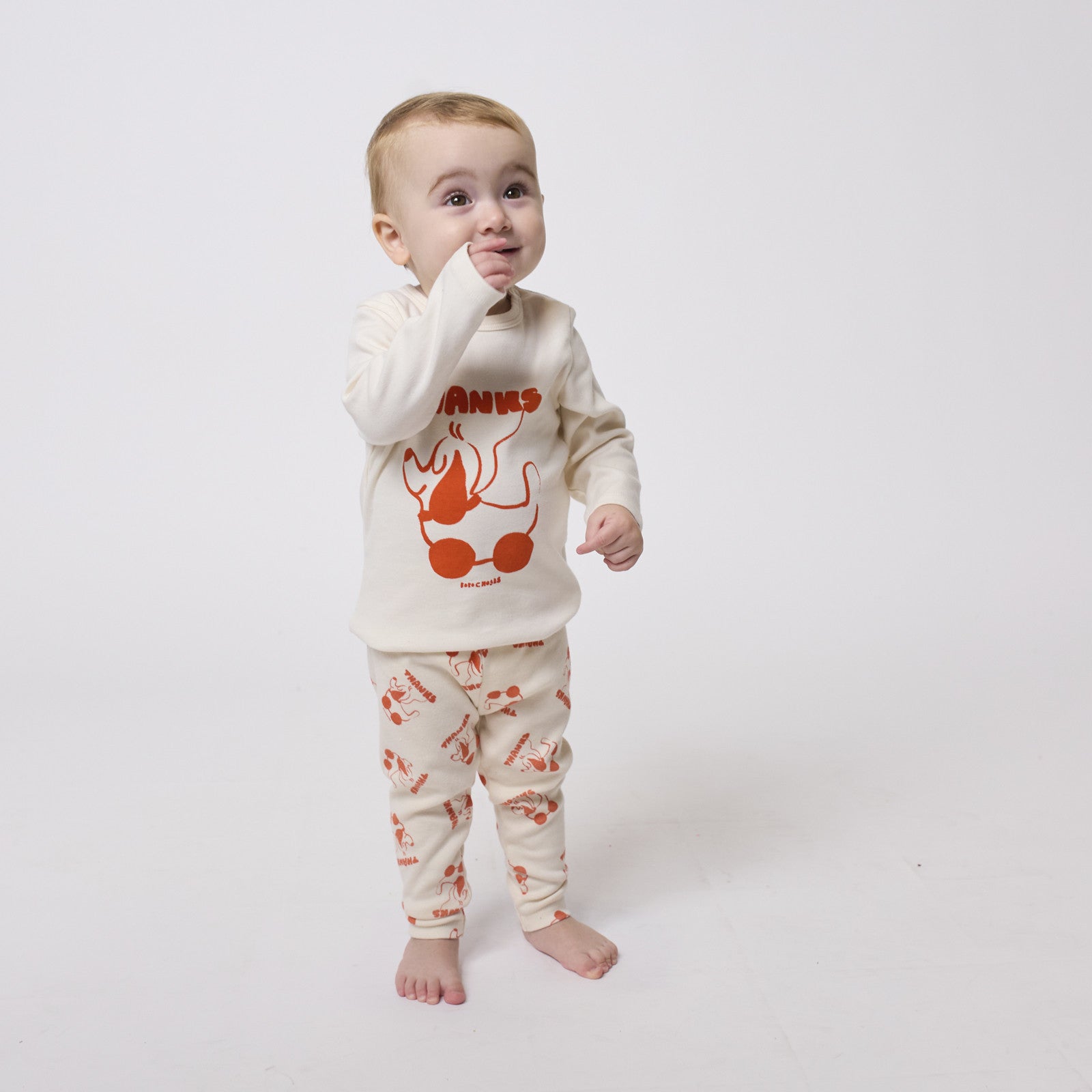 Tee shirt manches longues bébé Rolling Dog Offwhite