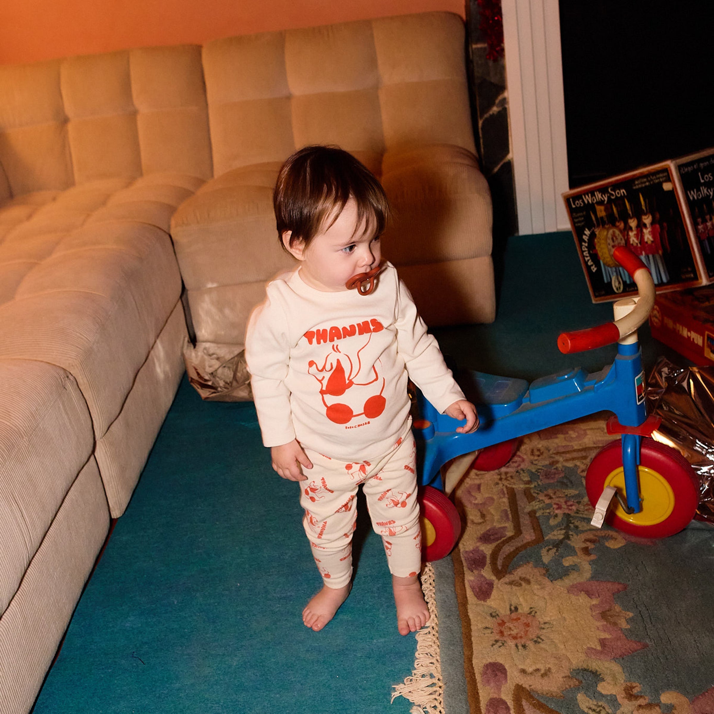 Tee shirt manches longues bébé Rolling Dog Offwhite